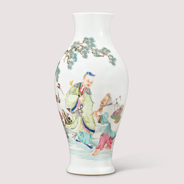 A Fine and Possibly Unique Yangcai ‘Immortals’ Vase, Ganlan Ping