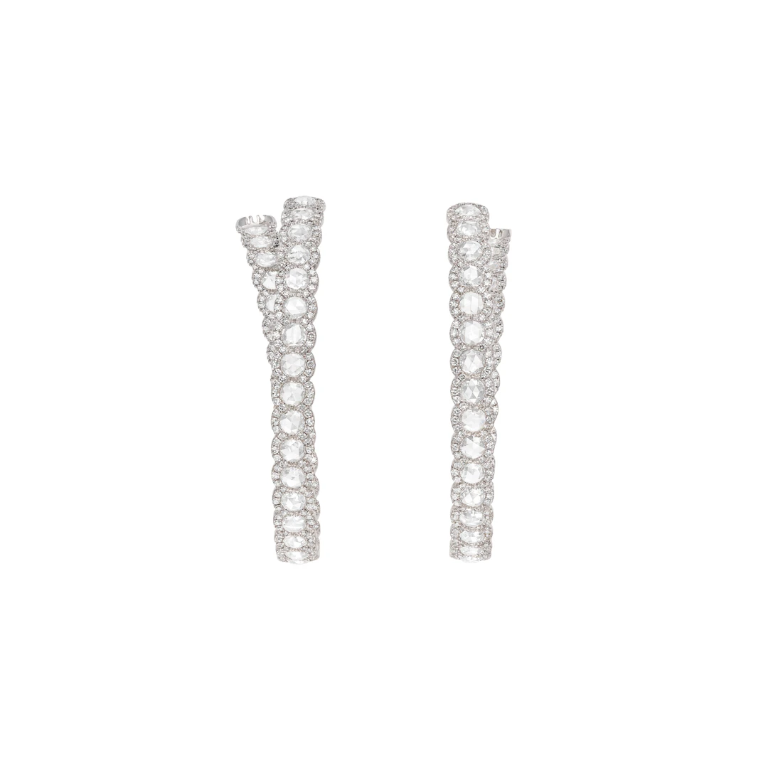 David Morris Pair of Diamond Hoop Earrings