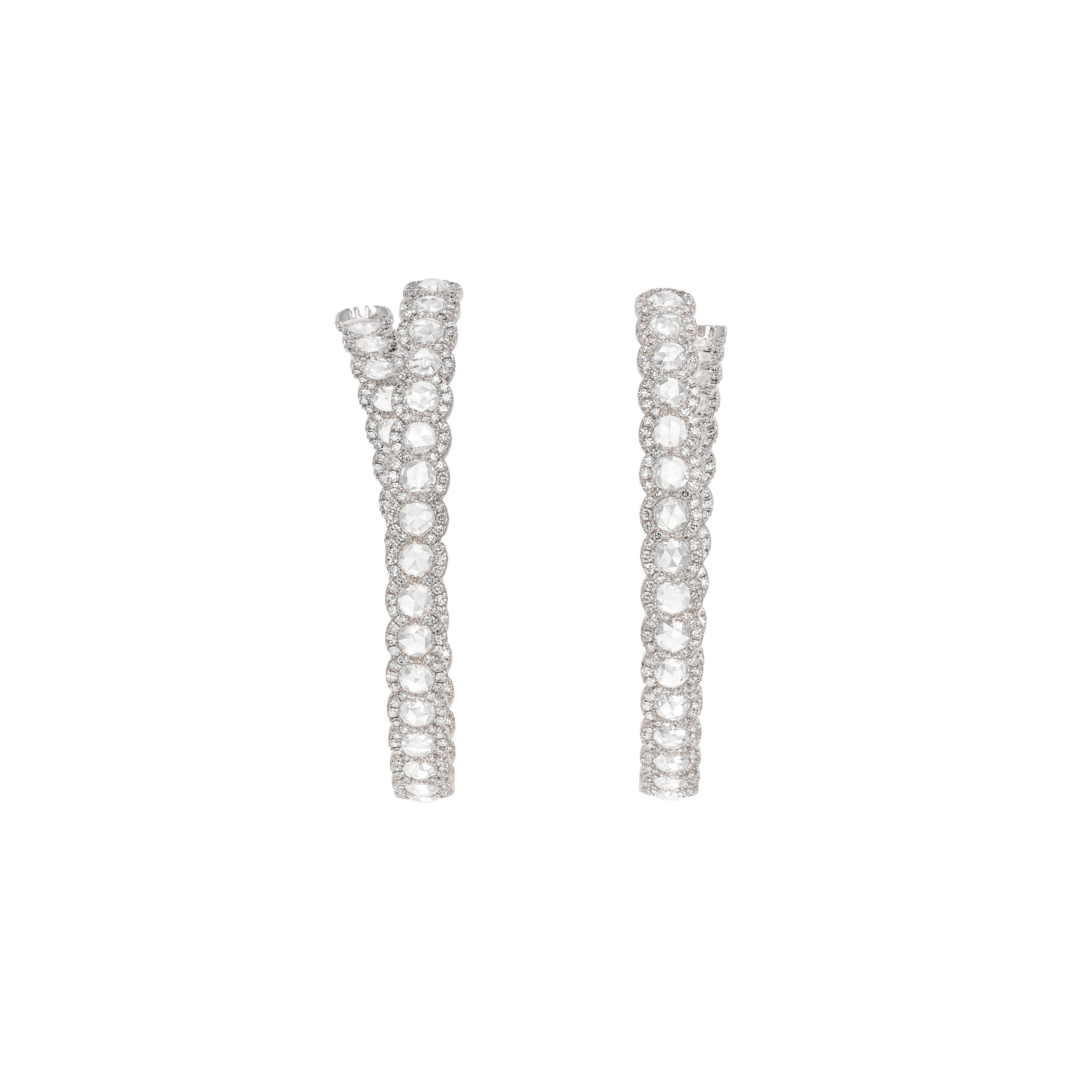 David Morris Pair of Diamond Hoop Earrings