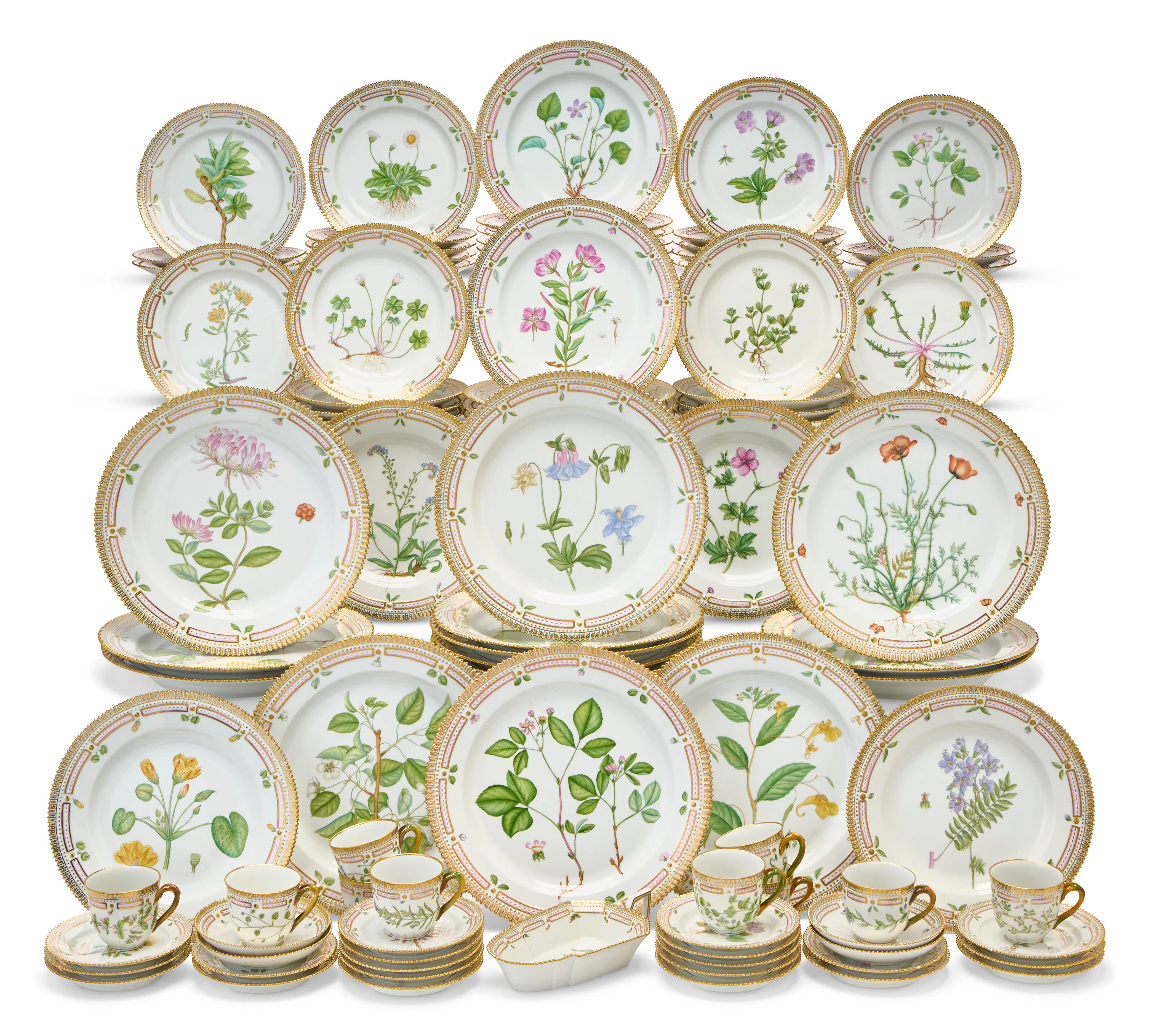 A Royal Copenhagen Porcelain ‘Flora Danica’ Part Dinner Service with