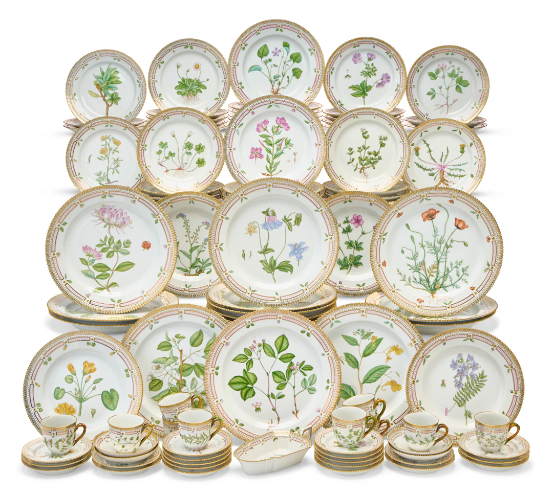 A Royal Copenhagen Porcelain ‘Flora Danica’ Part Dinner Service with