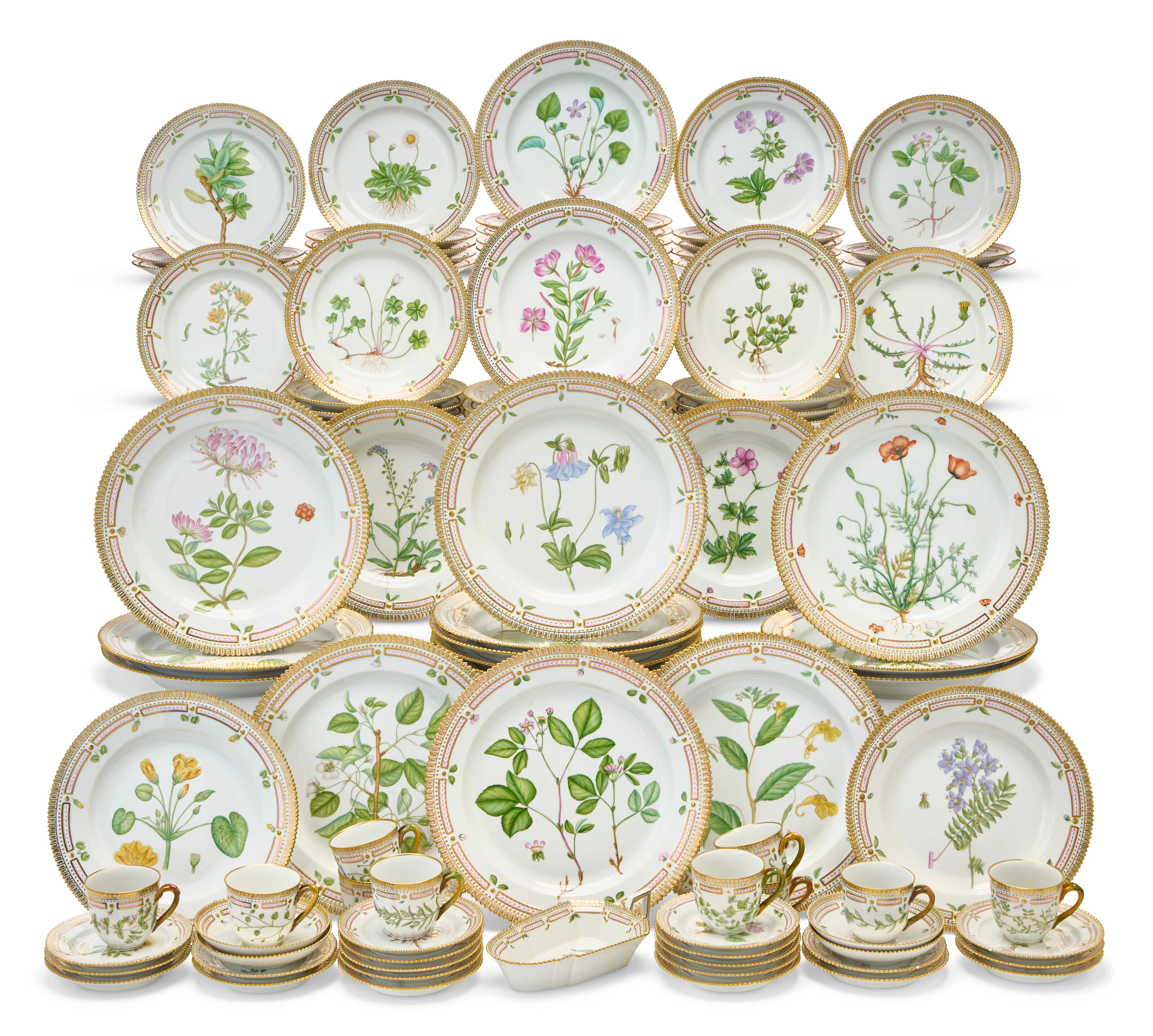 A Royal Copenhagen Porcelain ‘Flora Danica’ Part Dinner Service with
