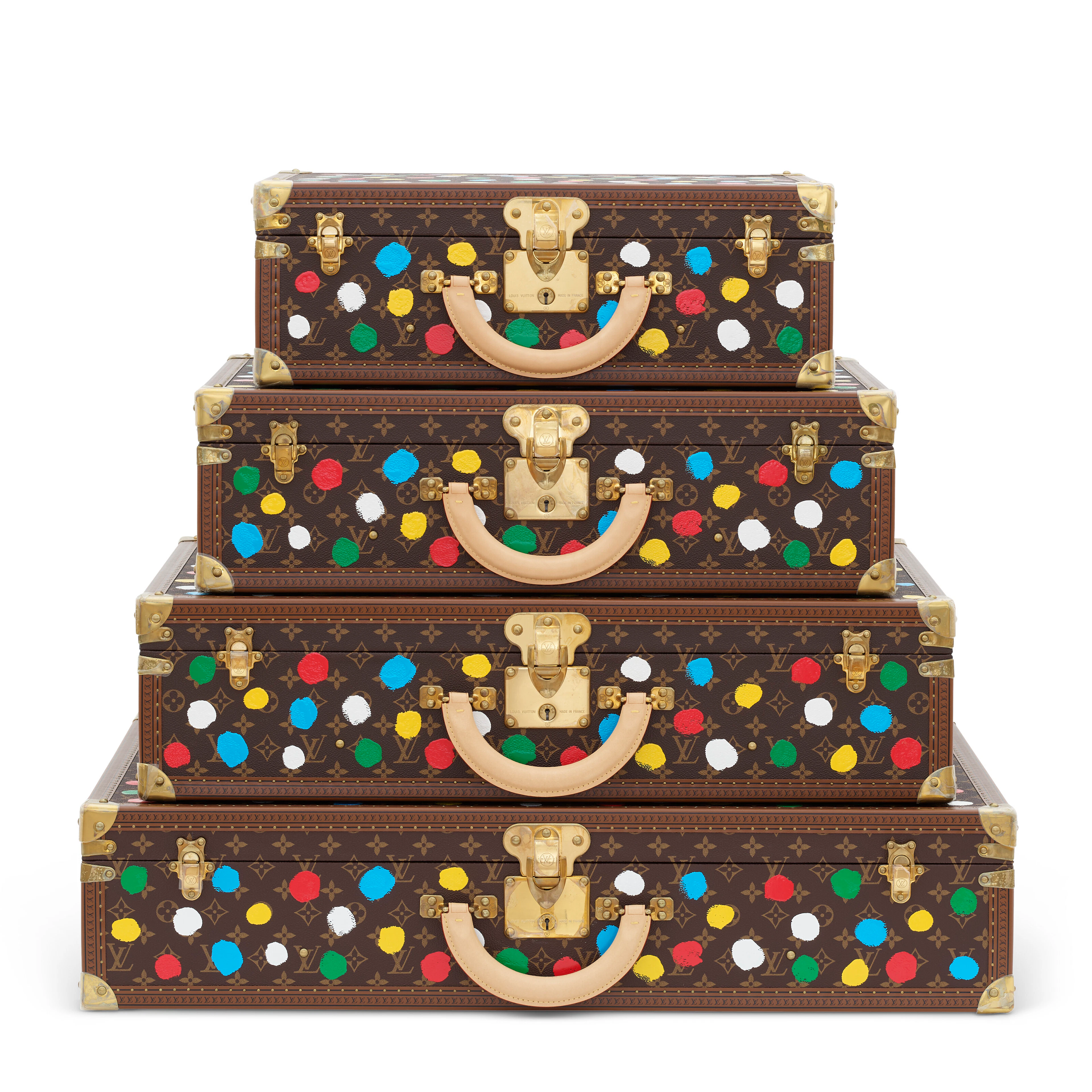A LIMITED EDITION CLASSIC MONOGRAM & MULTICOLOR DOTS PYRAMID SET OF