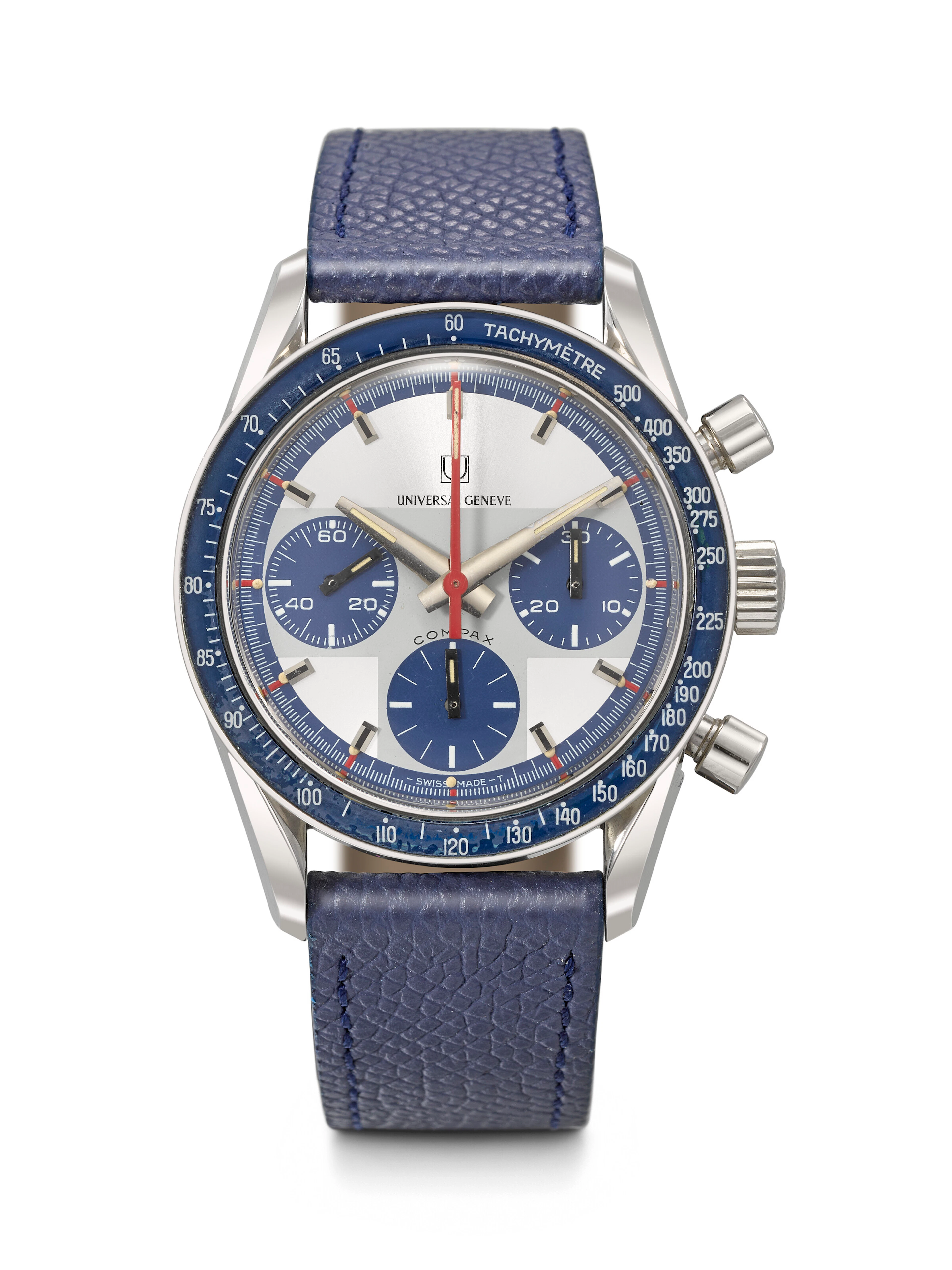 UNIVERSAL GENEVE. A SPORTY AND HIGHLY ATTRACTIVE STAINLESS STEEL CHRONOGRAPH