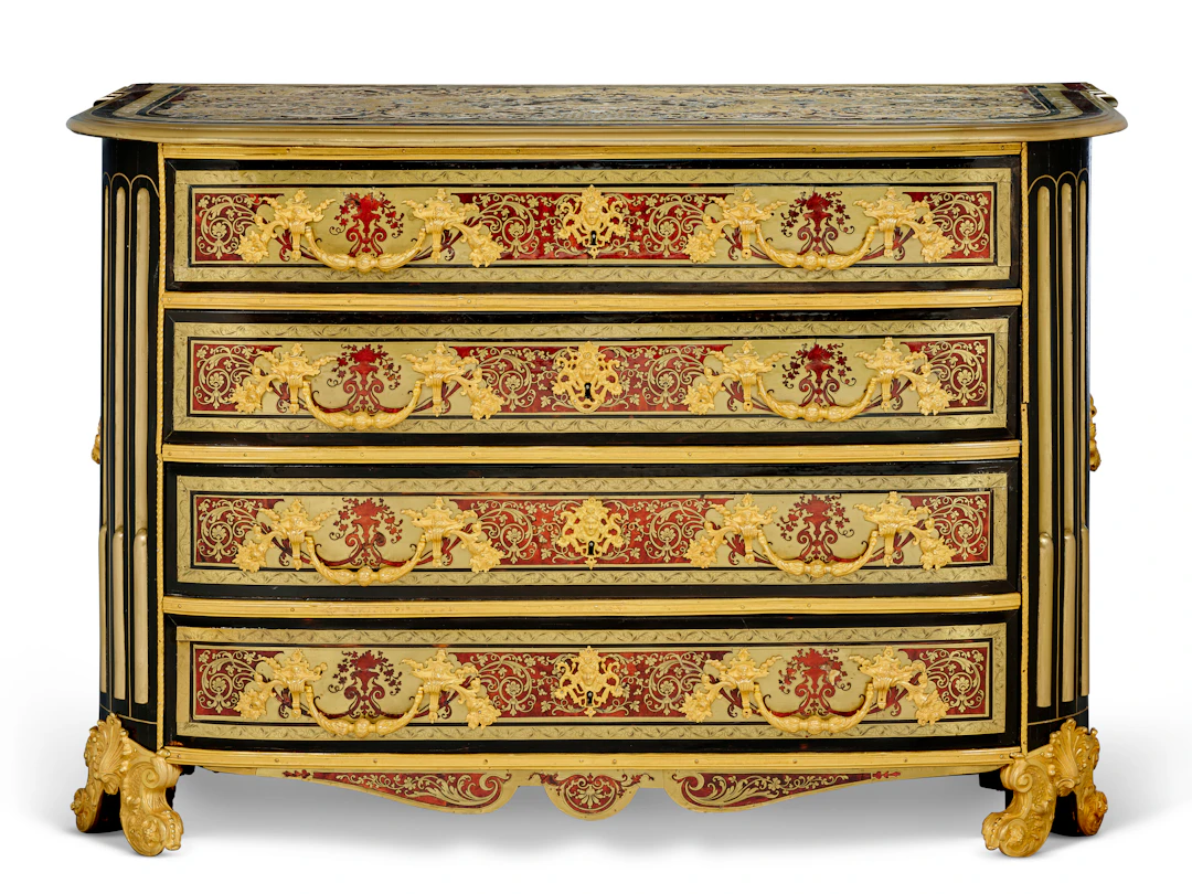 A Regence Ormolu-Mounted Brass, Mother-Of-Pearl and Pewter-Inlaid