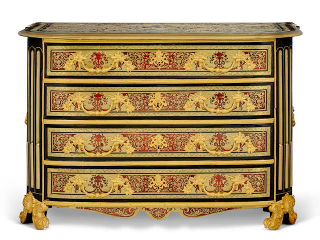 A Regence Ormolu-Mounted Brass, Mother-Of-Pearl and Pewter-Inlaid