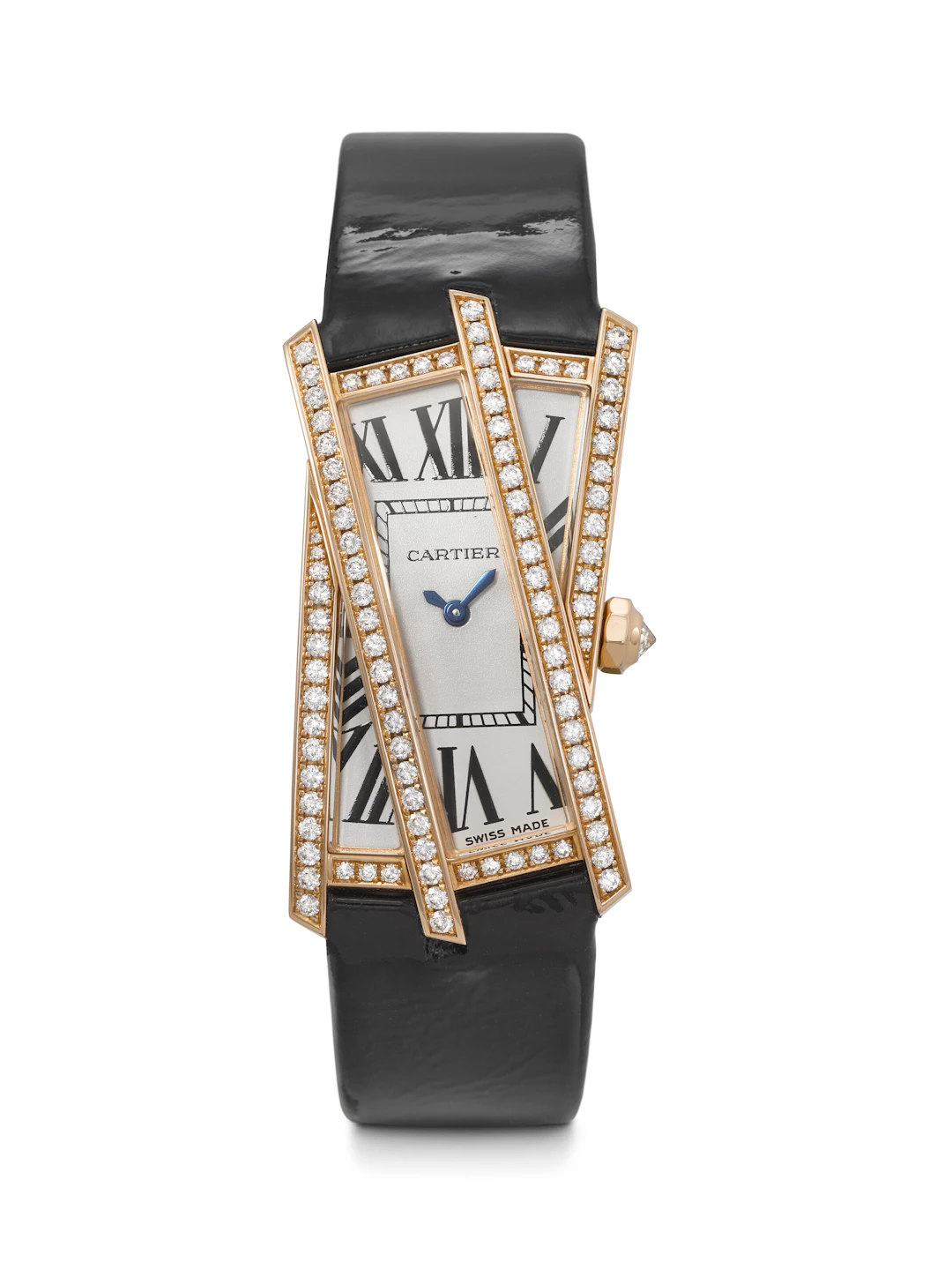 Cartier. A Rare and Unusual 18K Pink Gold and Diamond-Set Asymmetrical