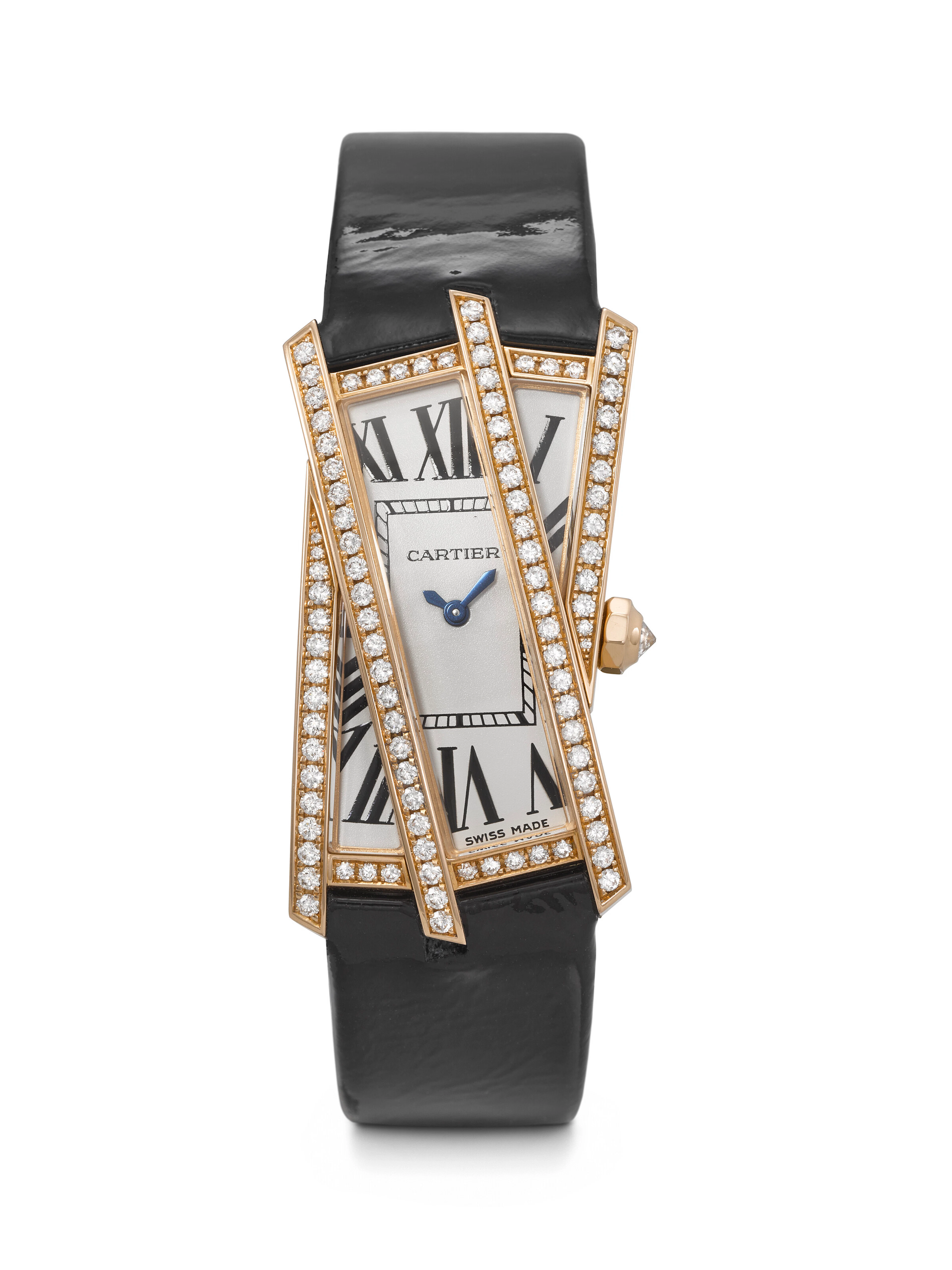 Cartier. A Rare and Unusual 18K Pink Gold and Diamond-Set Asymmetrical