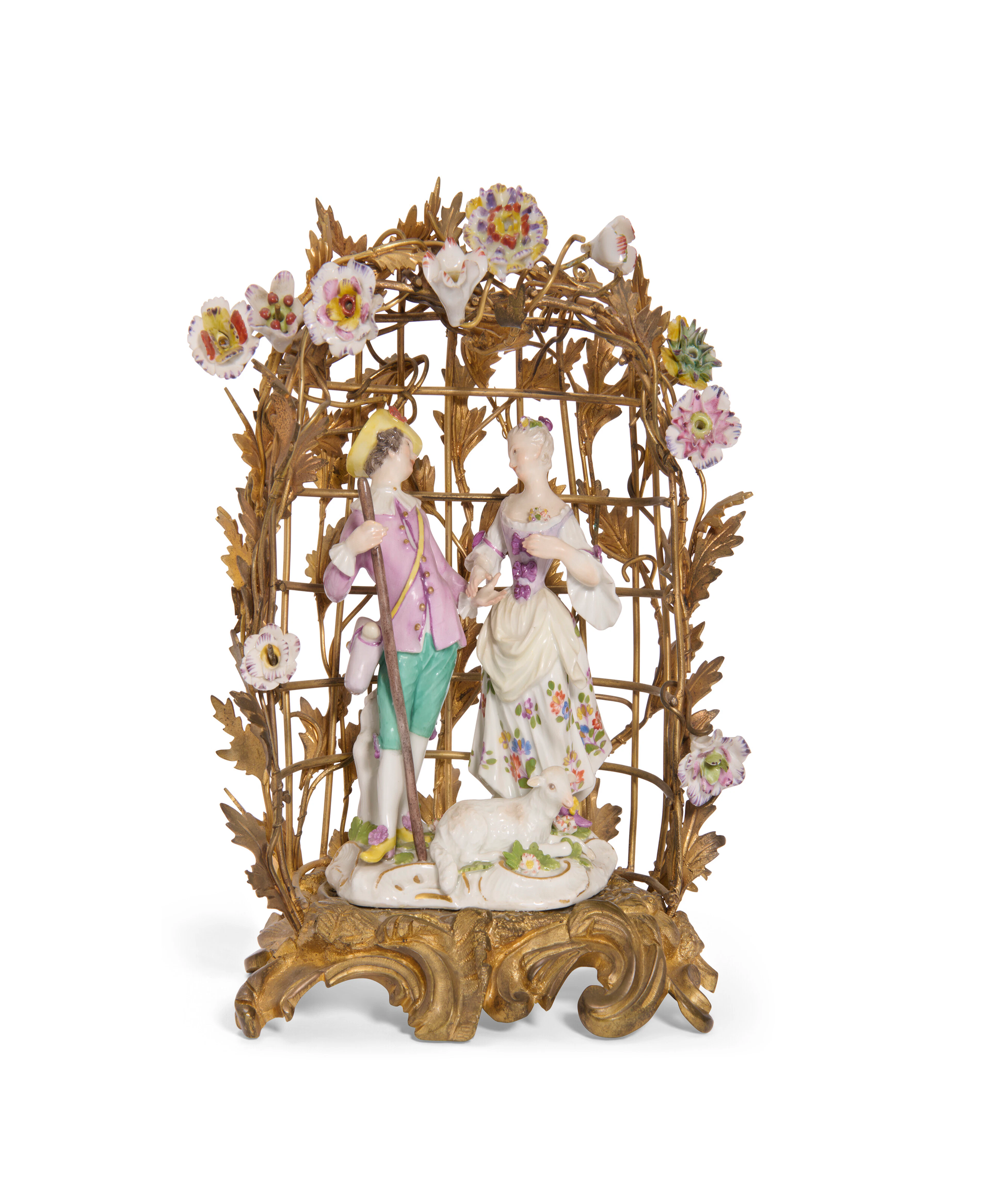 An Ormolu-Mounted Meissen Porcelain Pastoral Group