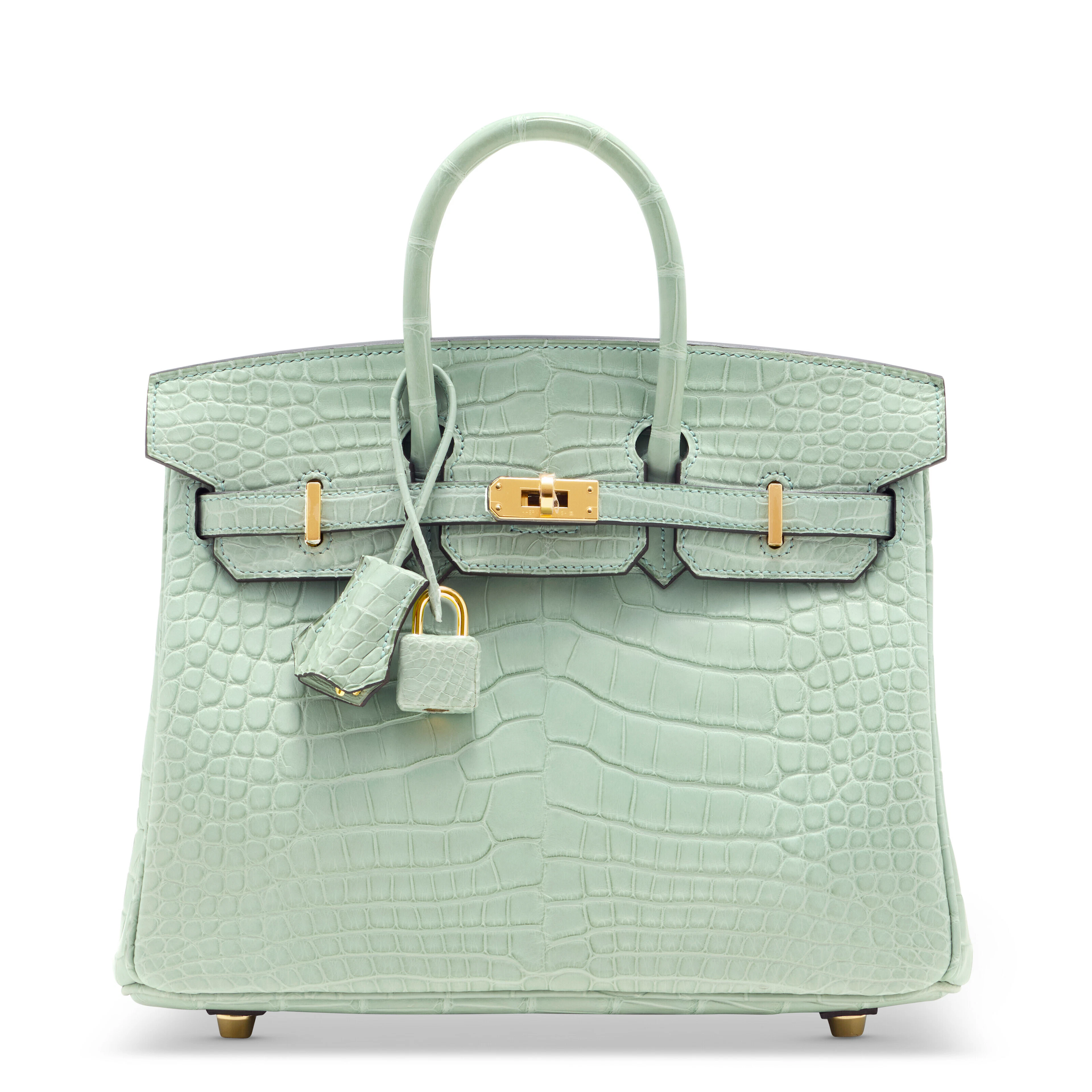 A MATTE VERT D'EAU ALLIGATOR BIRKIN 25 WITH GOLD HARDWARE