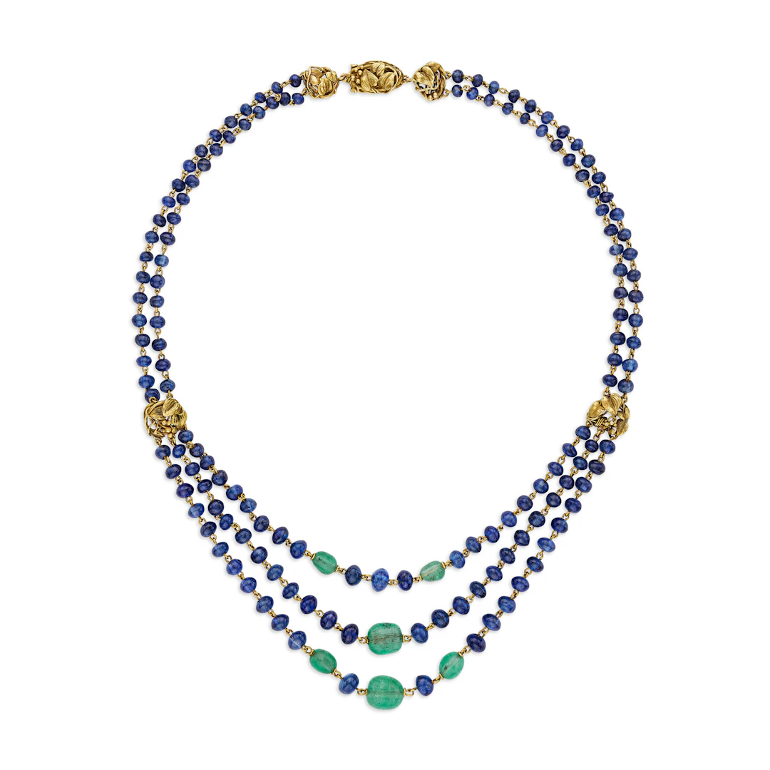 Tiffany & Co., Louis Comfort Tiffany Sapphire and Emerald Bead Necklace