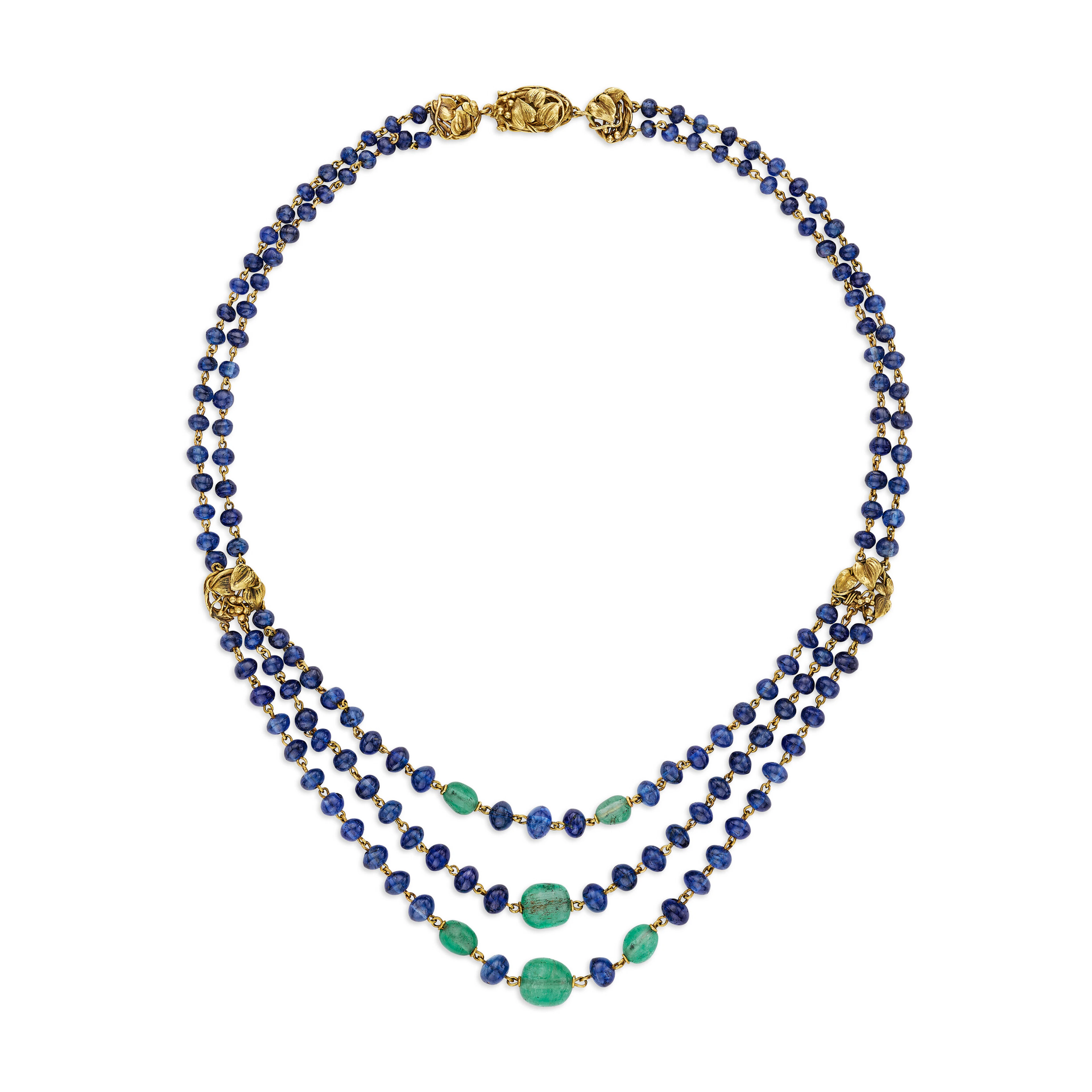 Tiffany & Co., Louis Comfort Tiffany Sapphire and Emerald Bead Necklace