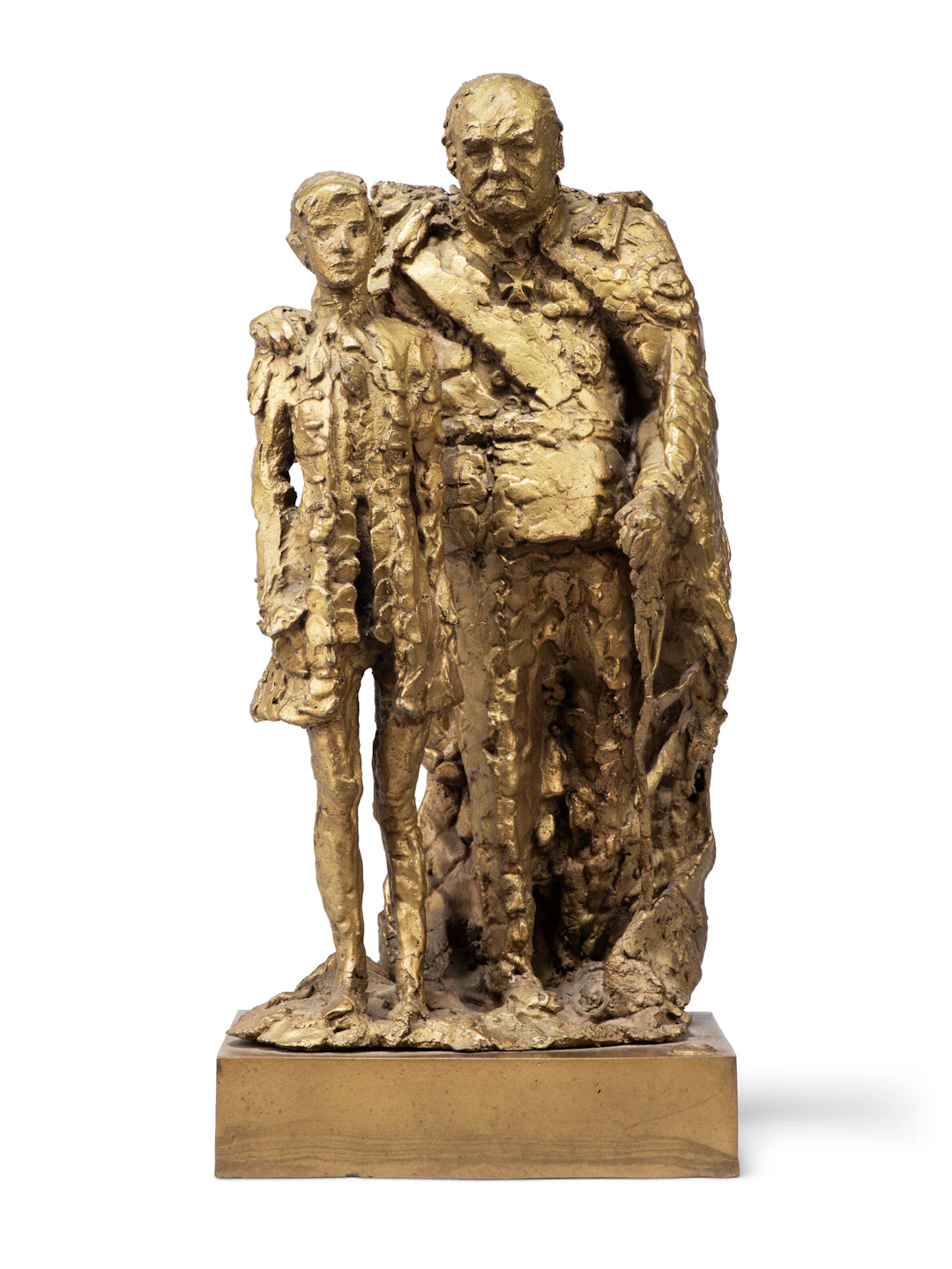 A Dutch Gilt-Bronze Group of Sir Winston Churchill and His Grandson