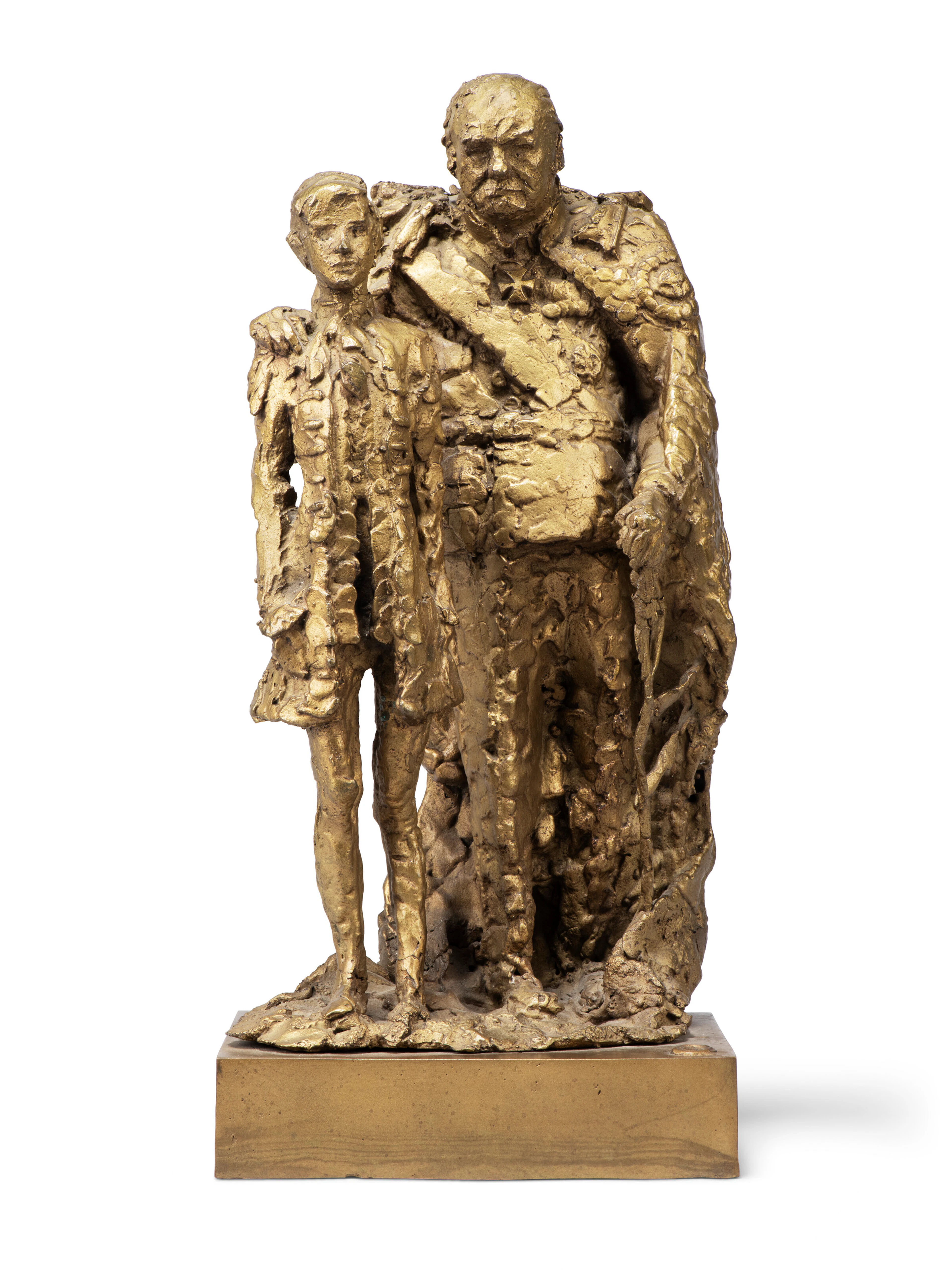 A Dutch Gilt-Bronze Group of Sir Winston Churchill and His Grandson
