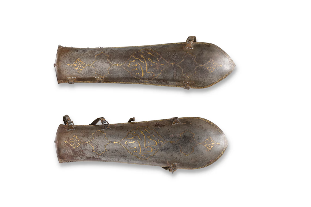 A Pair of Gold-Damascened Armguards ( Bazubands )