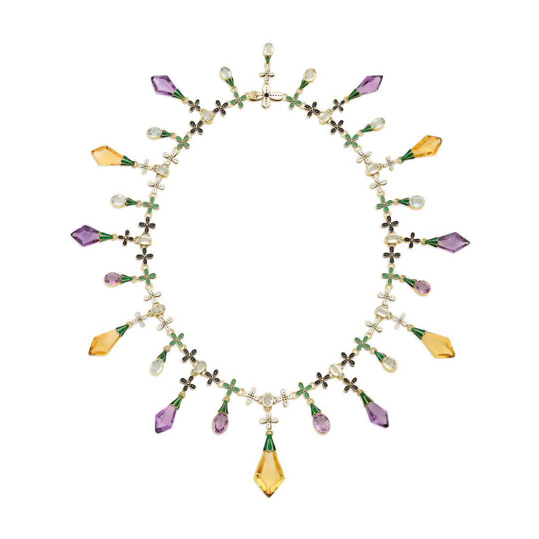 Giuliano Antique Multi-Gem and Enamel Necklace