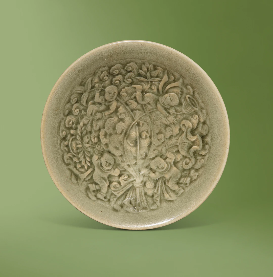 A Yaozhou Celadon Moulded ‘Boys’ Bowl