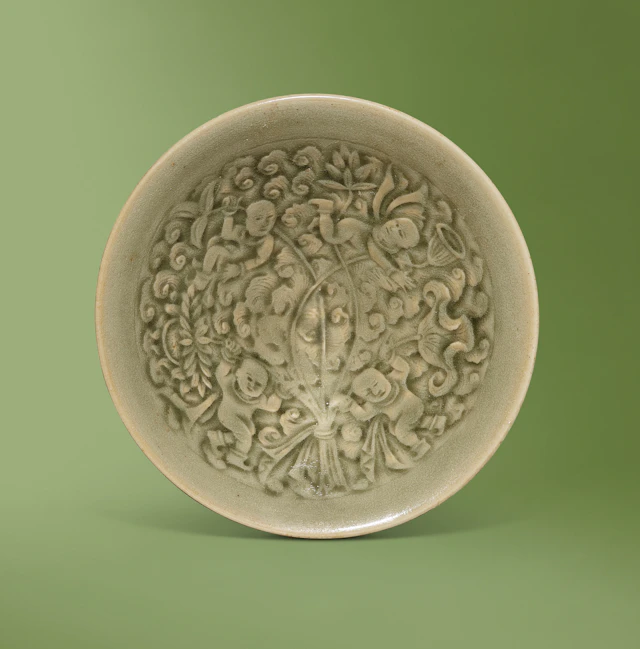 A Yaozhou Celadon Moulded ‘Boys’ Bowl