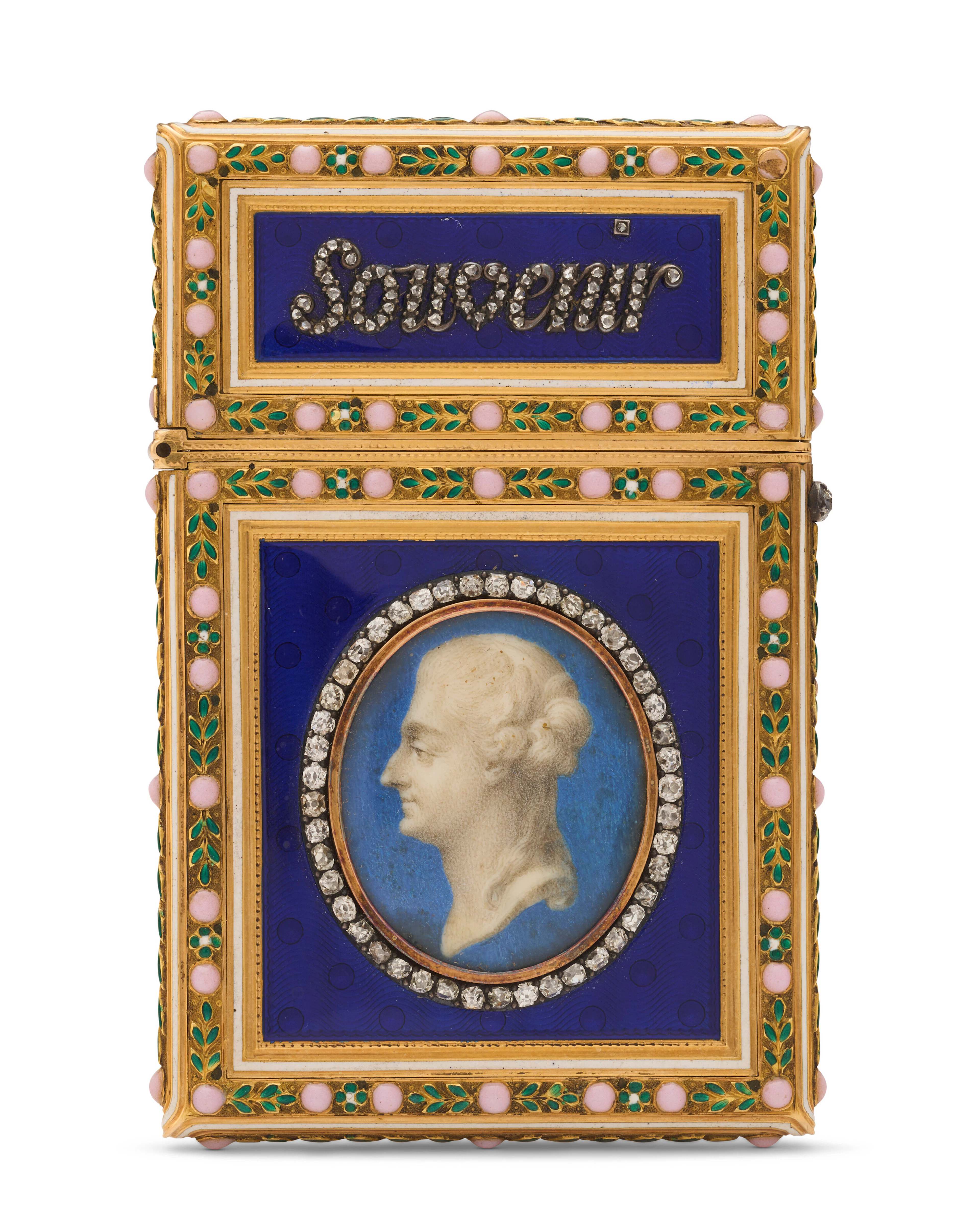 A LOUIS XVI JEWELED ENAMELED GOLD ETUI A TABLETTES
