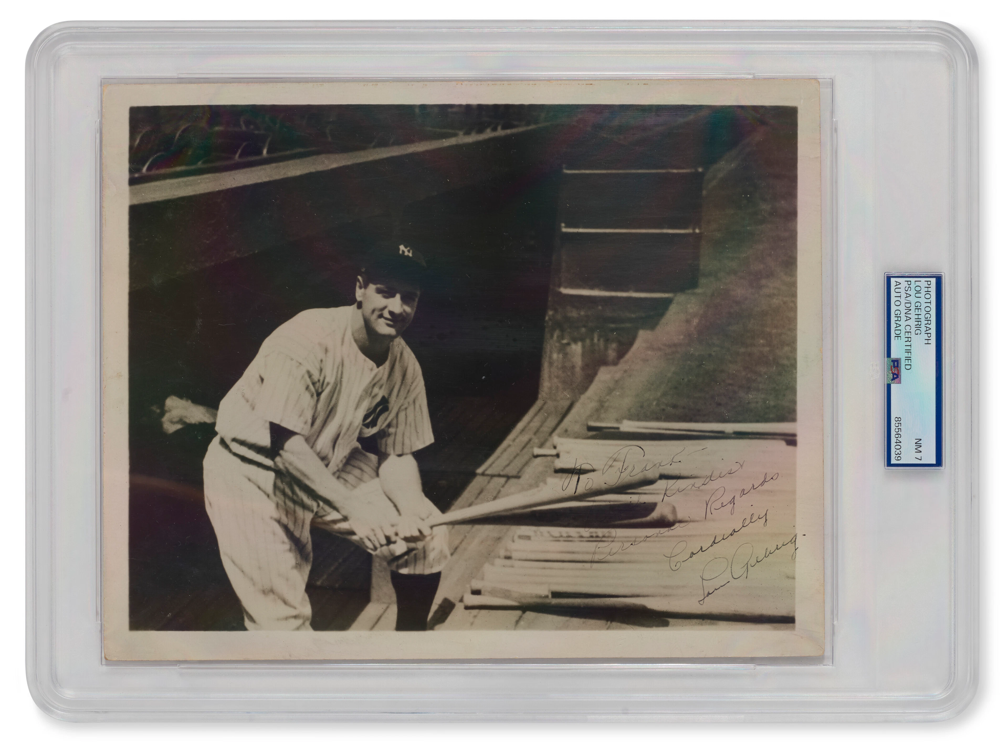 FINE LOU GEHRIG AUTOGRAPHED 8”X10” PHOTOGRAPH (PSA/DNA 7 NM)