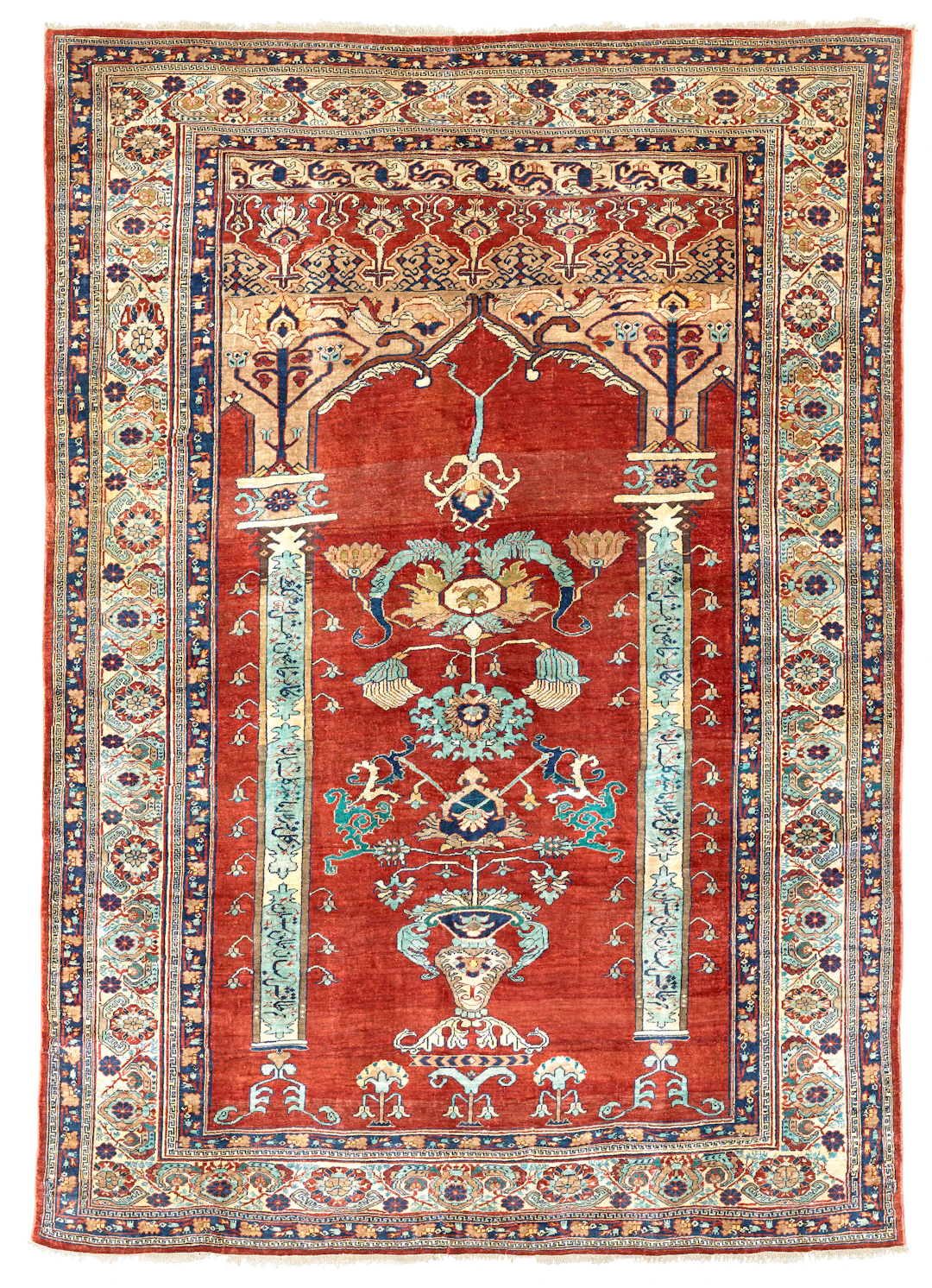 A Silk Heriz Prayer Rug