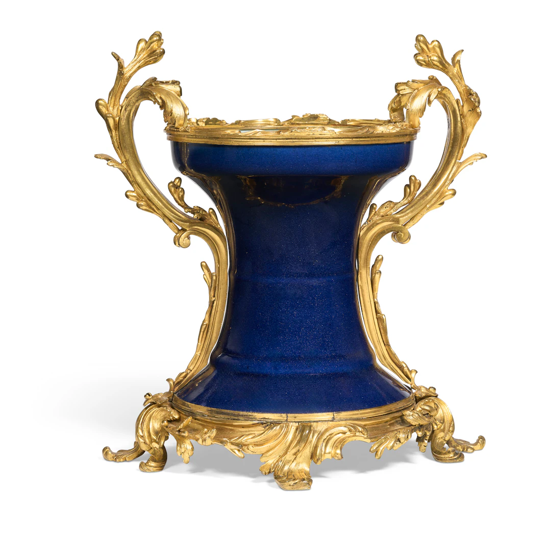 A Louis Xv Ormolu-Mounted Chinese Blue-Glazed Porcelain Vase