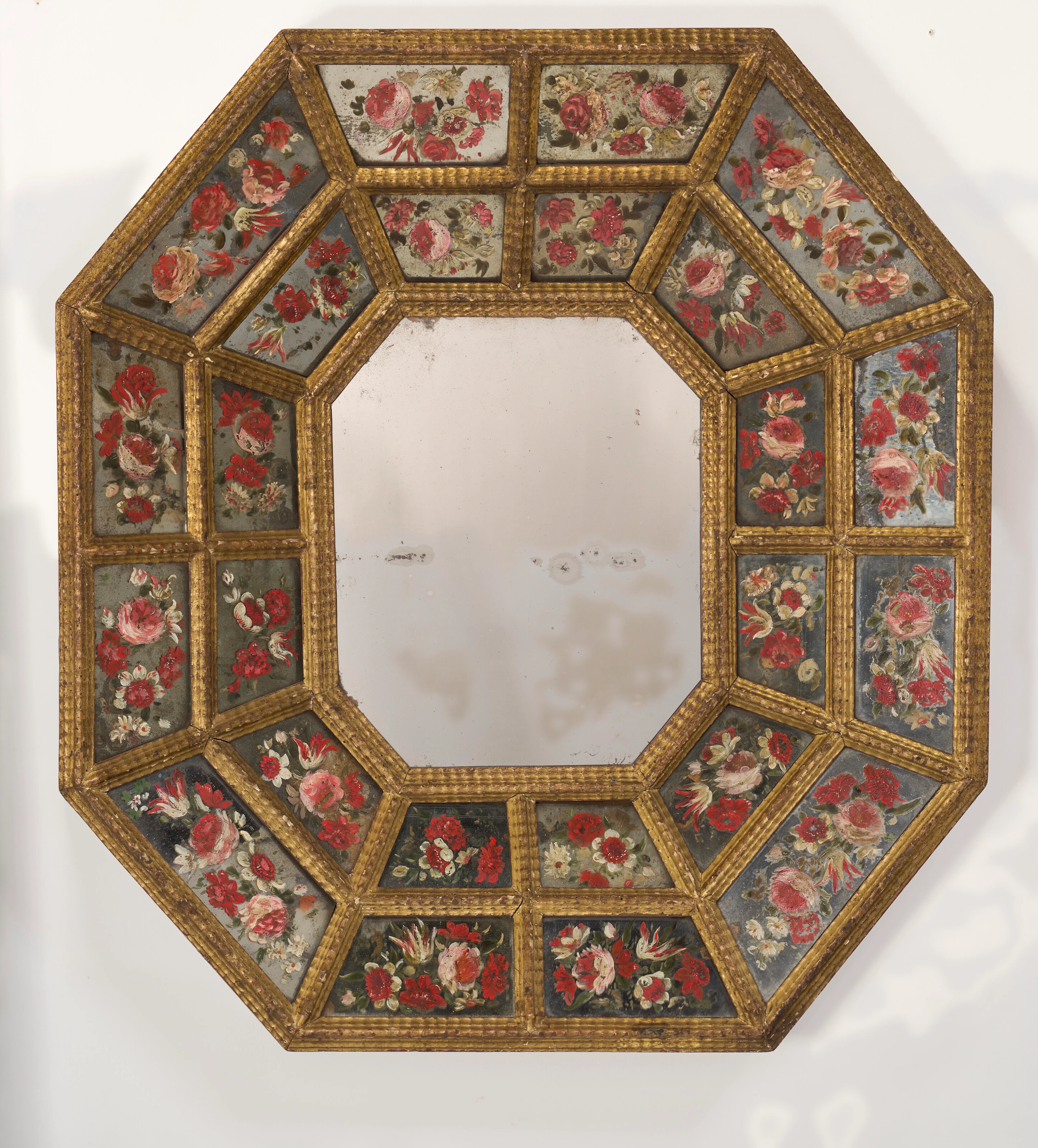 A Spanish Giltwood and Polychrome-Painted Mirror