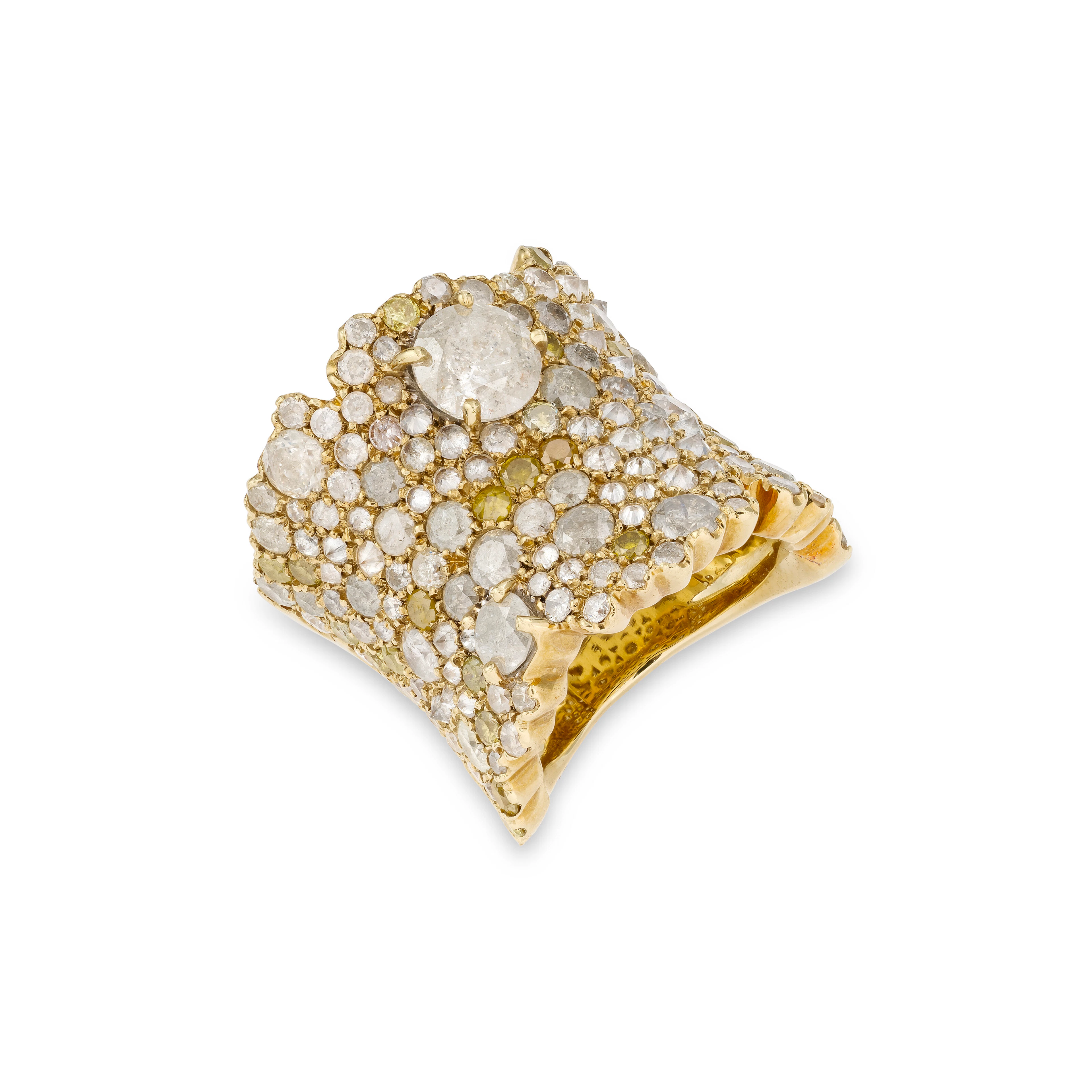 Coloured Diamond and Diamond Ring