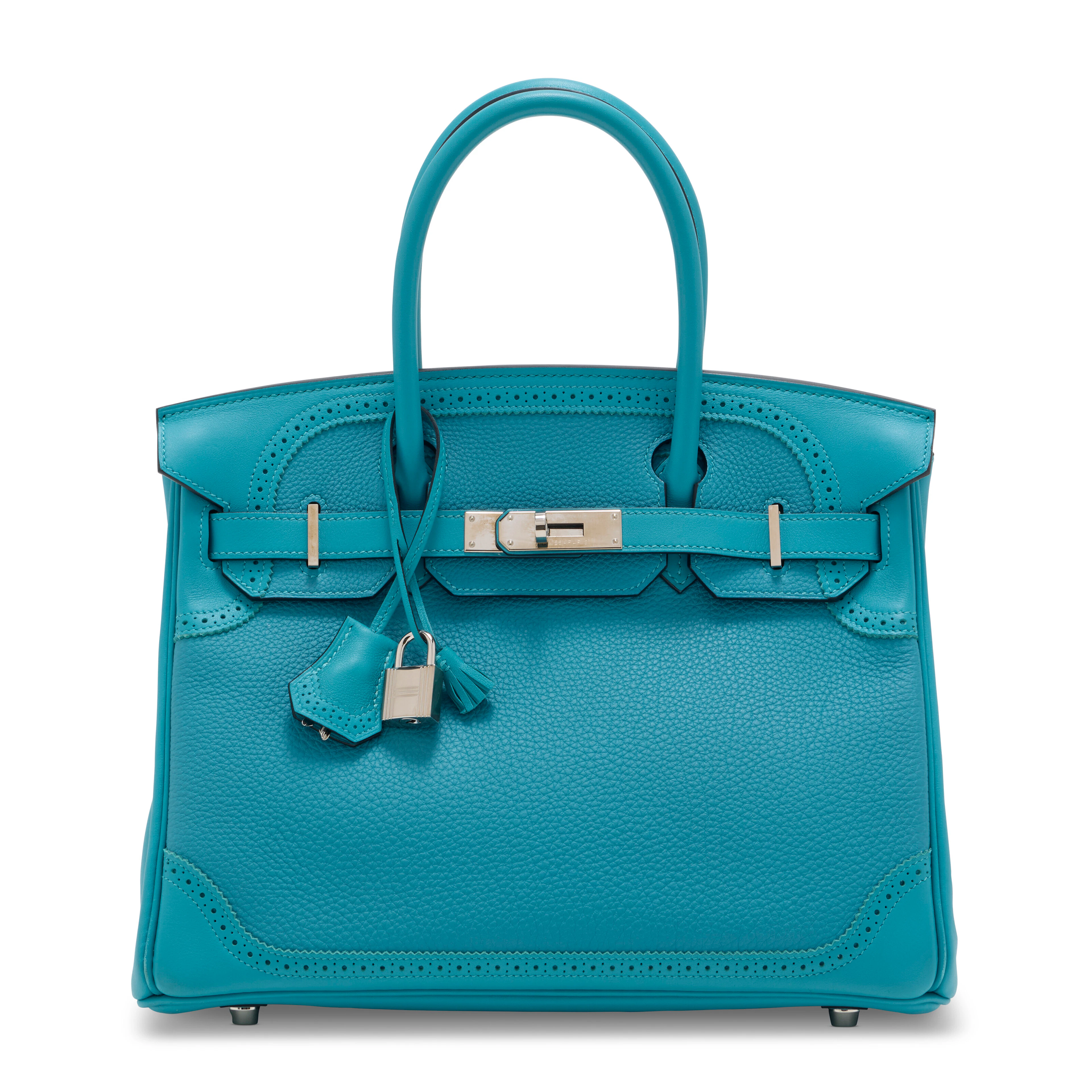 A Limited Edition Turquoise Togo & Swift Leather Ghillies Birkin 30