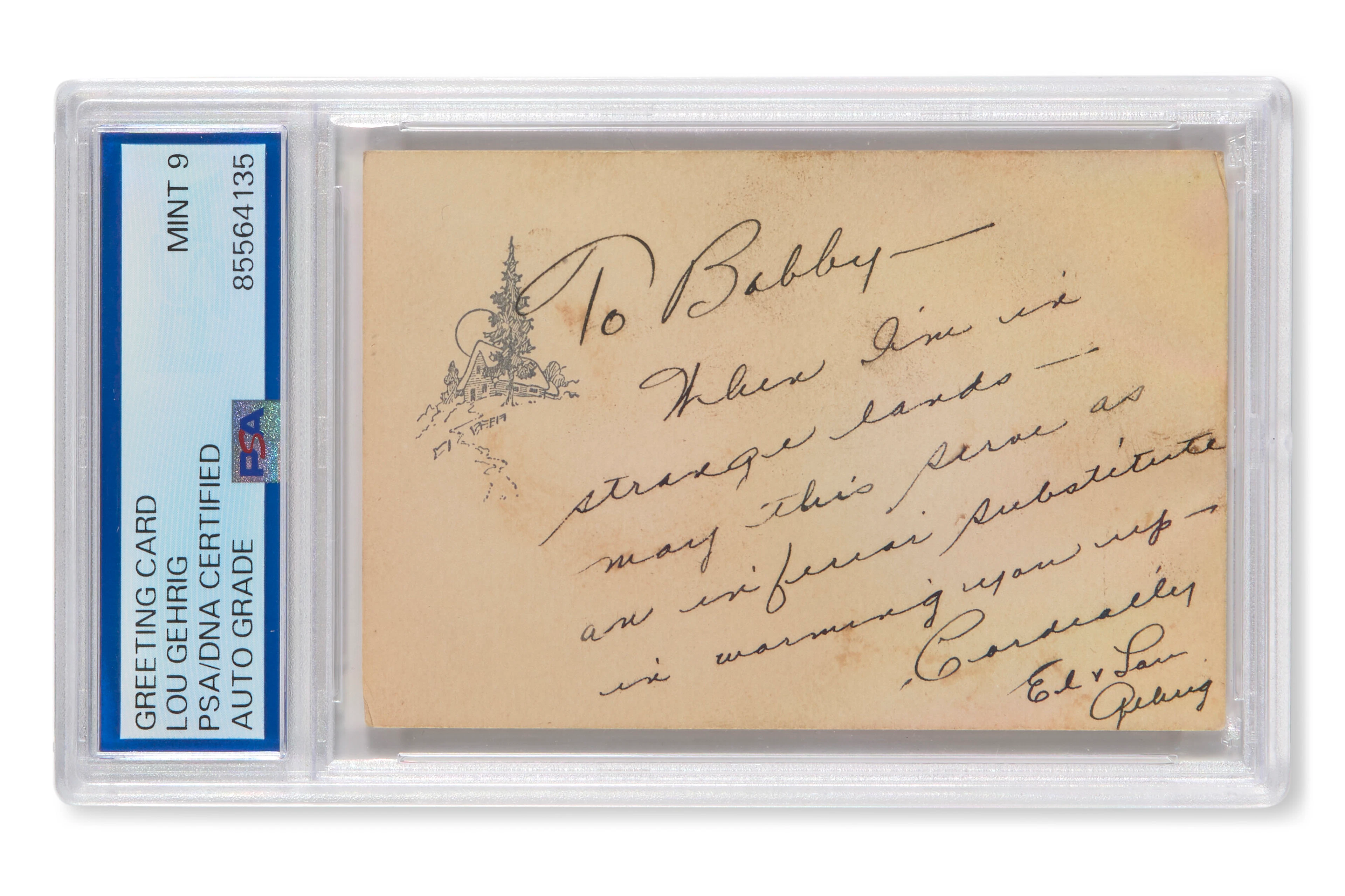 LOU GEHRIG AUTOGRAPHED HANDWRITTEN NOTE WITH ORIGINAL ENVELOPE (PSA/DNA 9 MINT)
