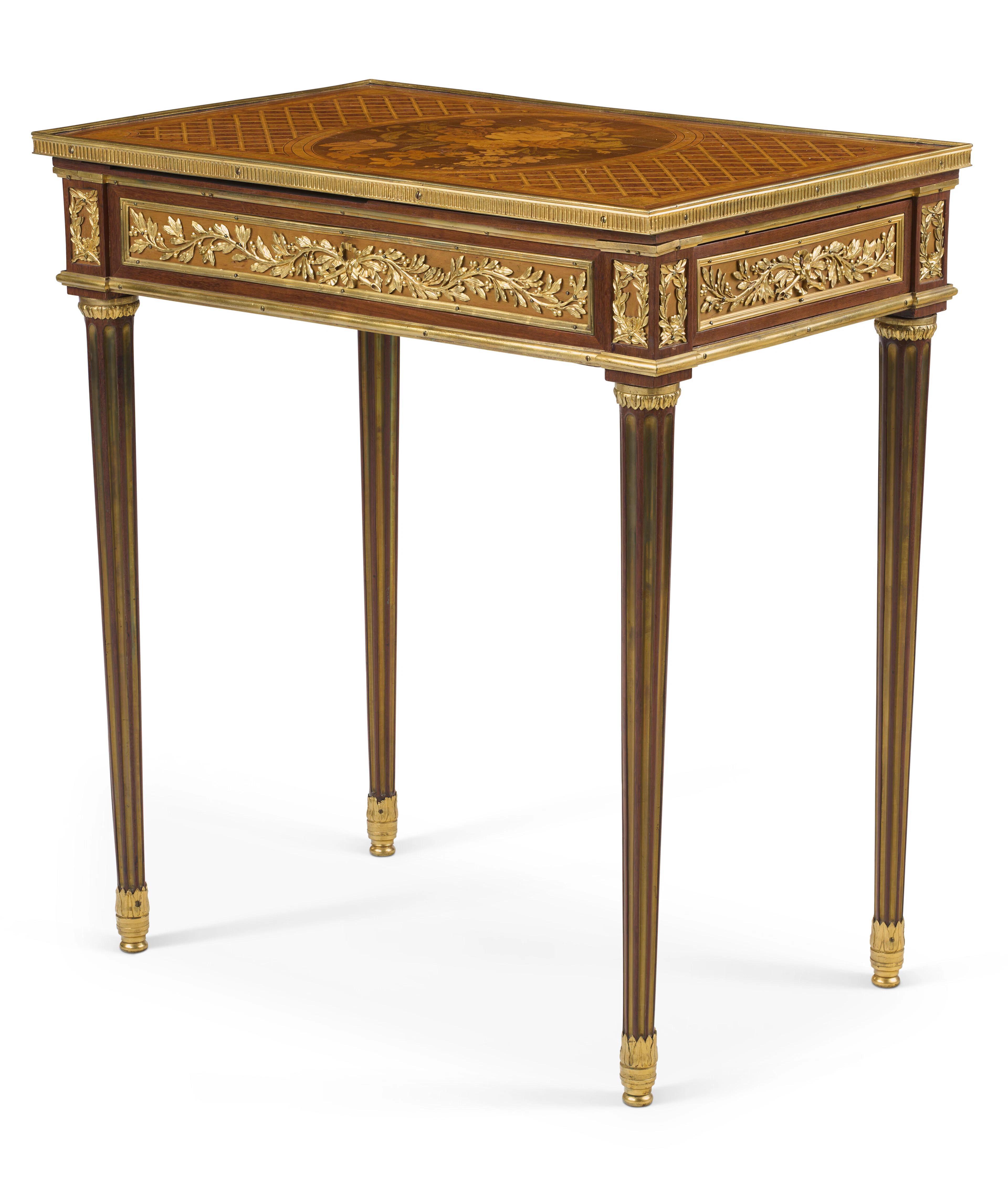 A LOUIS XVI ORMOLU-MOUNTED AMARANTH, KINGWOOD, PARQUETRY AND MARQUETRY