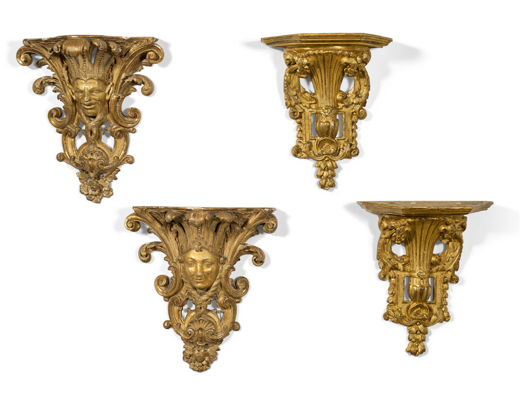 Two Pairs of French Giltwood Wall Brackets