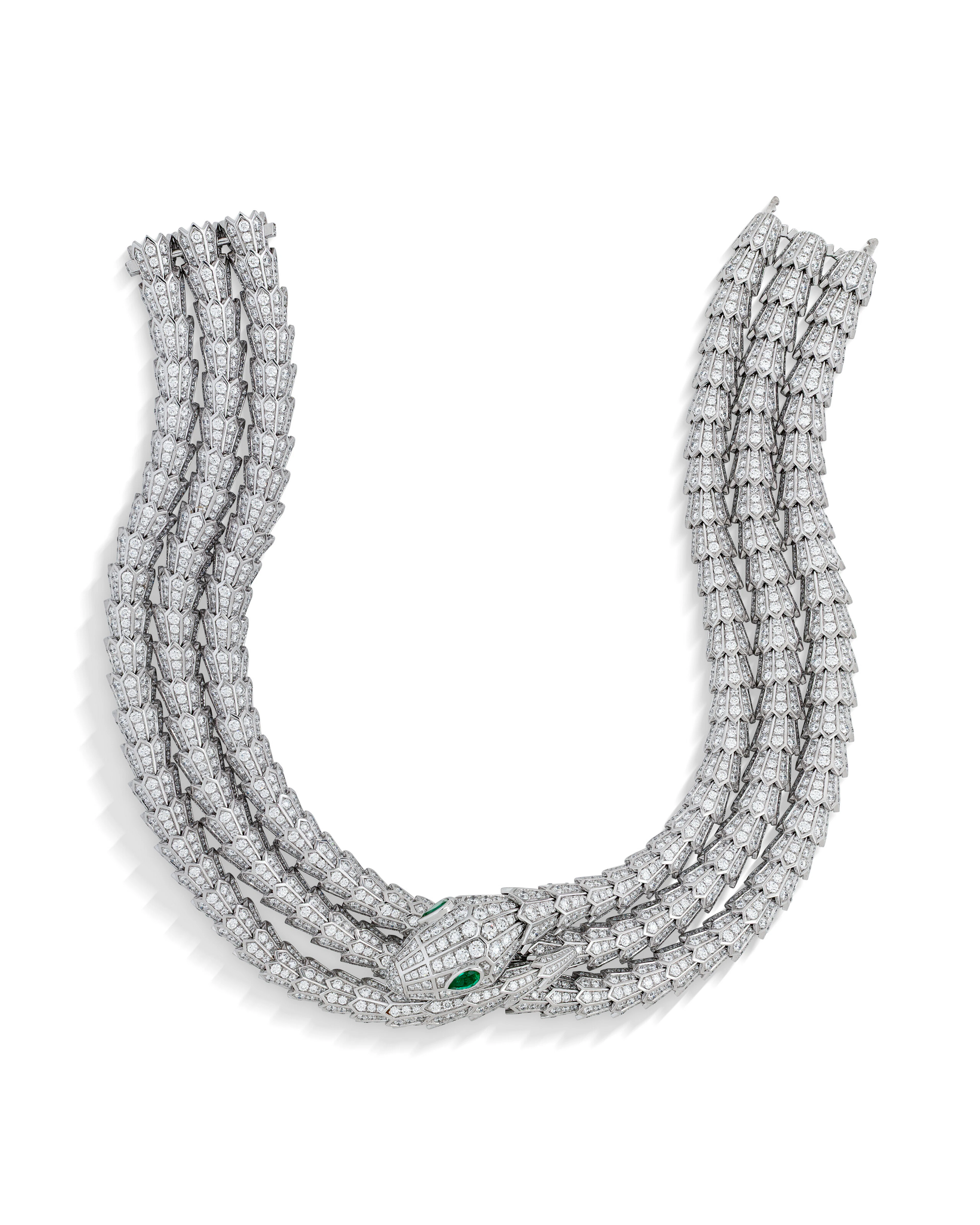 BULGARI DIAMOND AND EMERALD 'SERPENTI TUBOLARE' NECKLACE