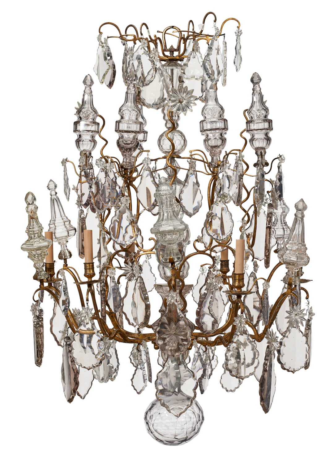 A Louis Xv Ormolu and Cut-Glass Six Light Chandelier