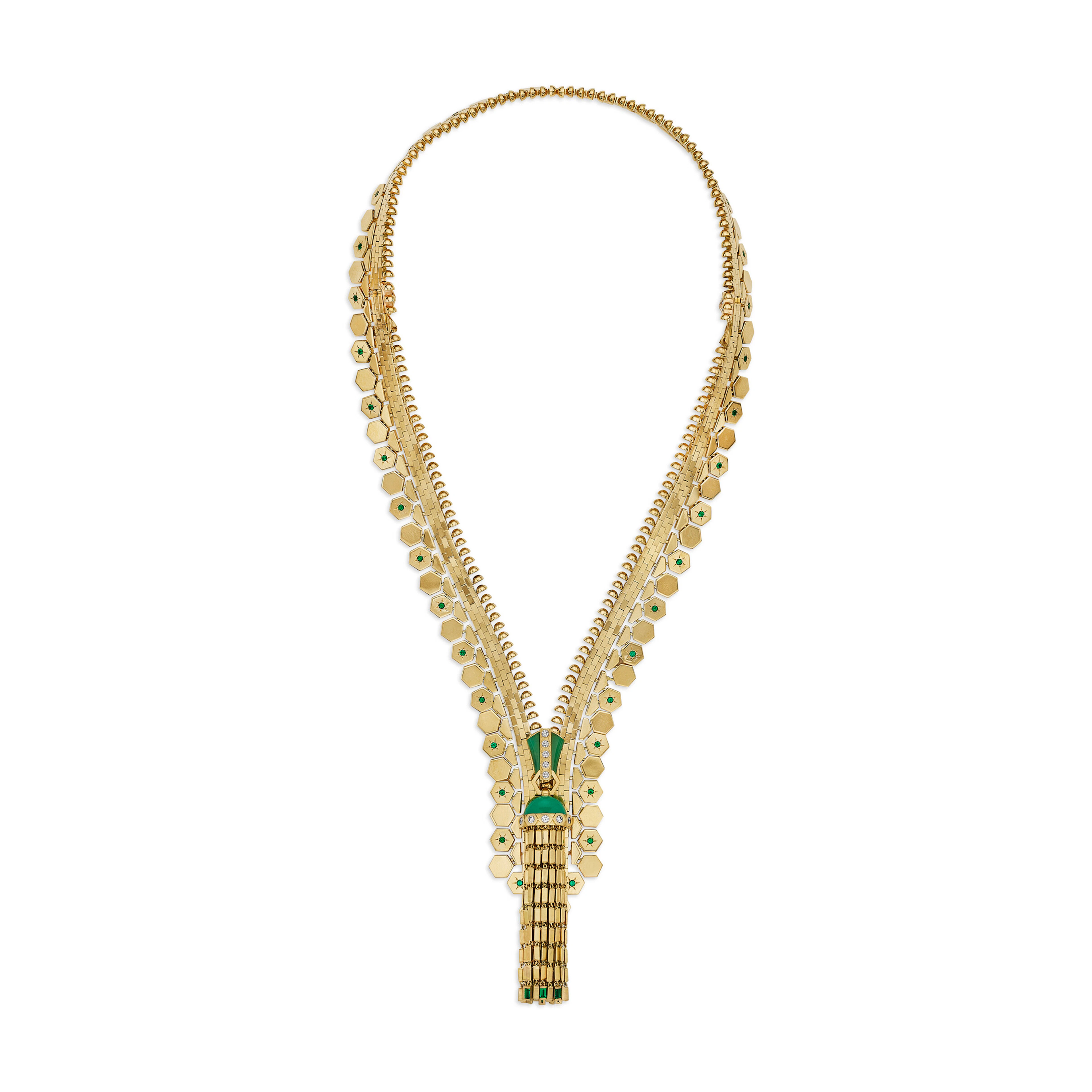 VAN CLEEF & ARPELS MULTI-GEM, DIAMOND AND GOLD ‘LUDO HEXAGONE ZIP’ NECKLACE