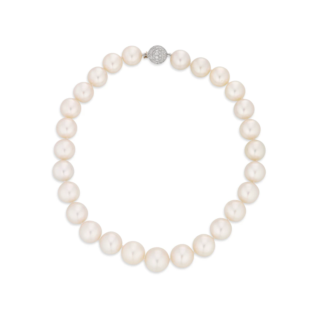 Cultured Pearl and Diamond Necklace