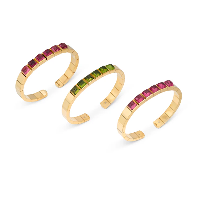 Bulgari Group of Three Tourmaline and Peridot Bangles
