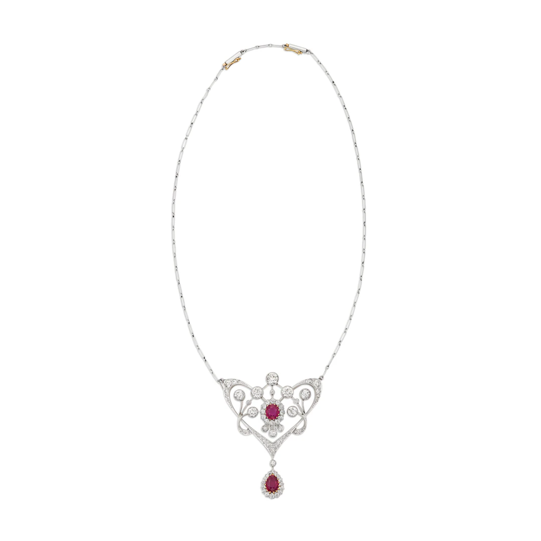 Belle Époque Ruby and Diamond Pendant-Brooch