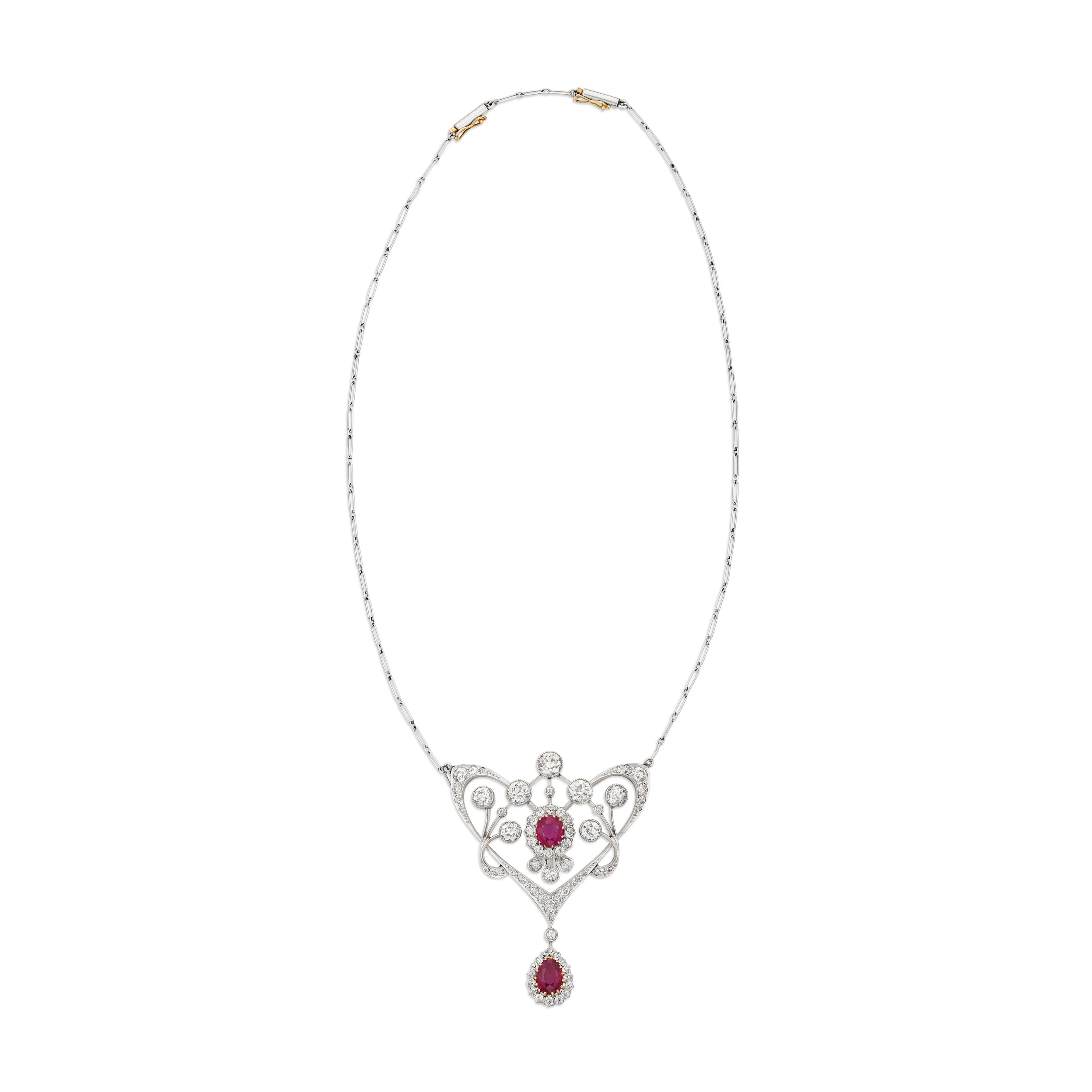 Belle Époque Ruby and Diamond Pendant-Brooch