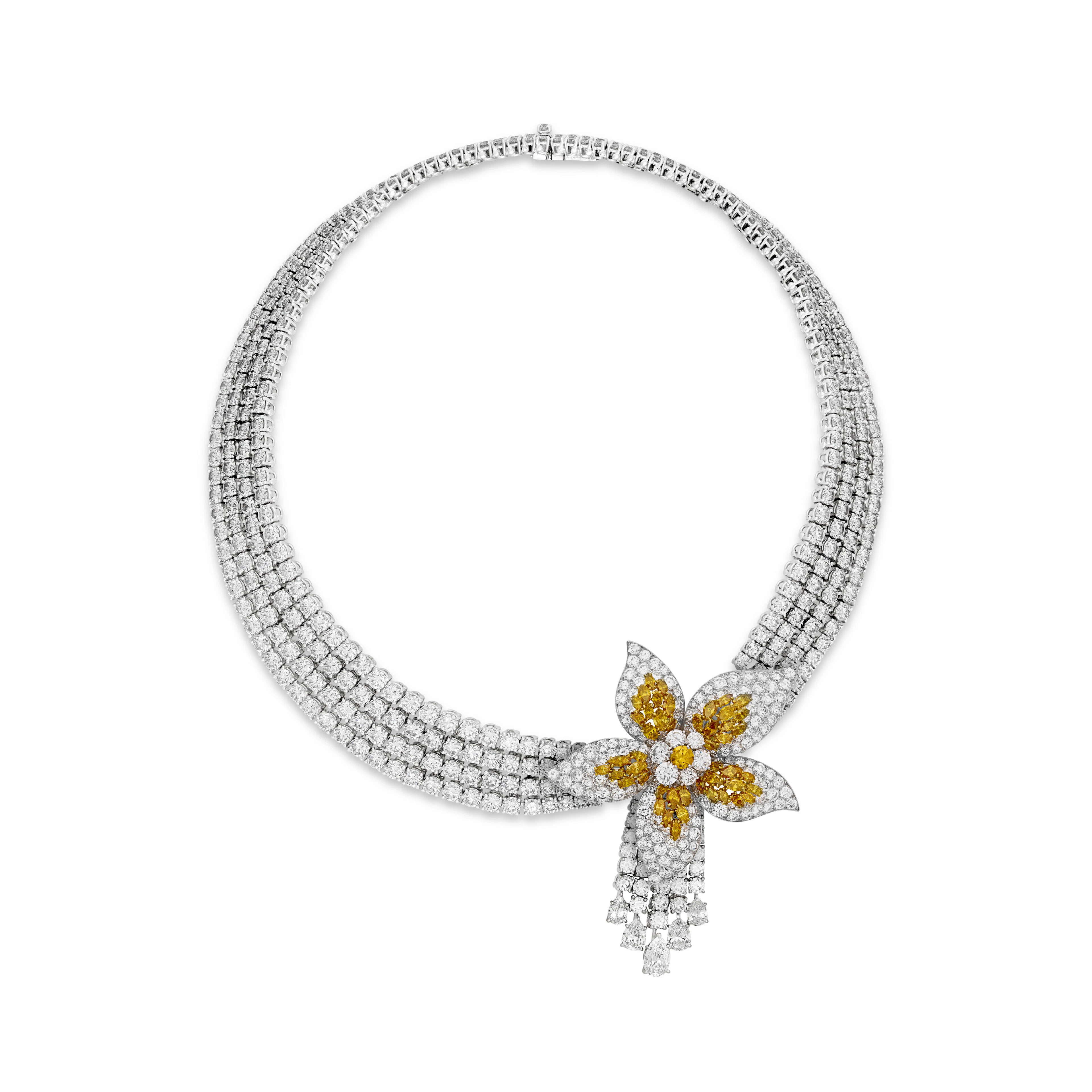 Van Cleef & Arpels Diamond and Coloured Diamond Transformable 'Louvre' Necklace