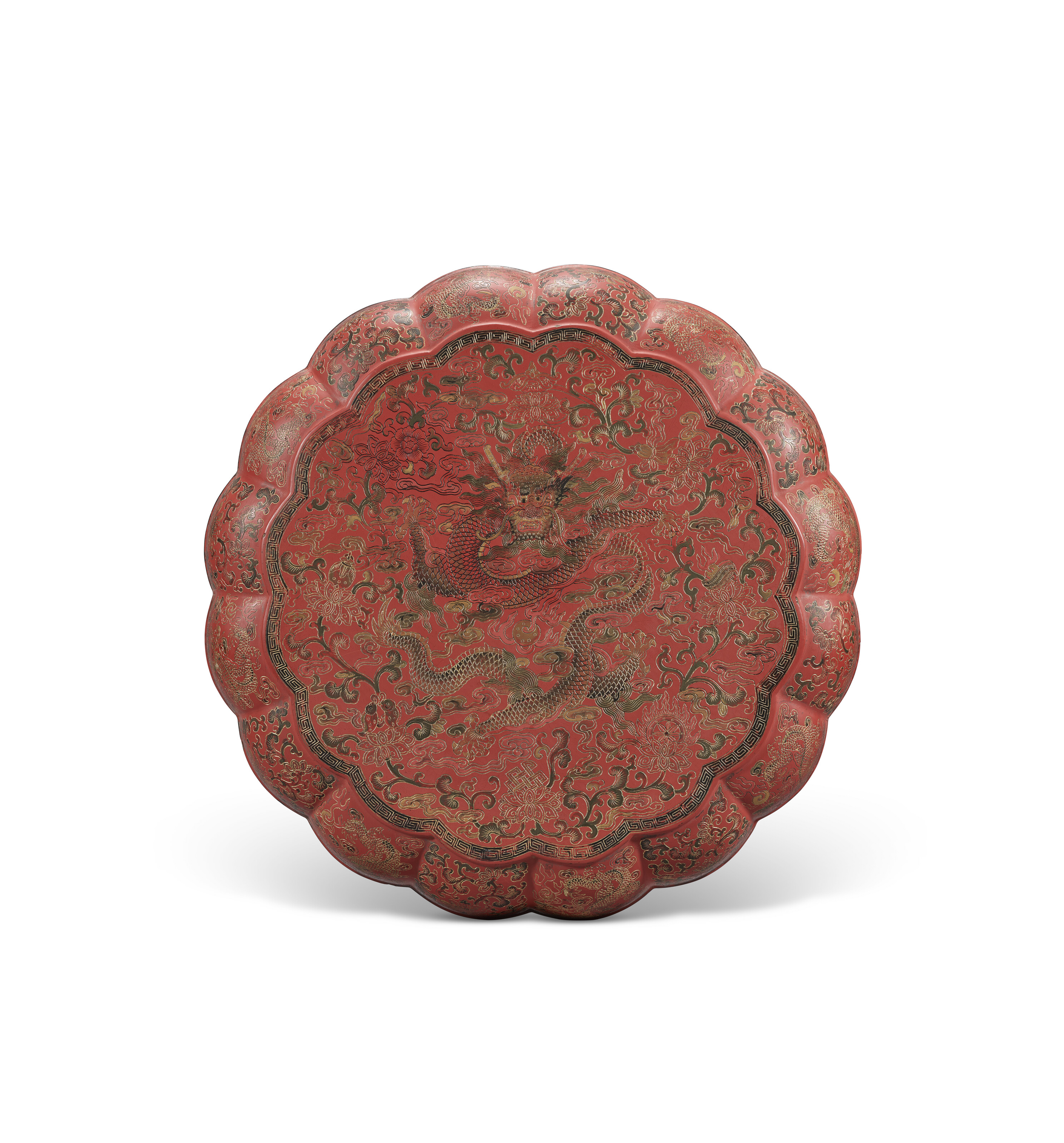 Grande Boîte Couverte En Laque Qianjin Et Tianqi À Décor De Dragons