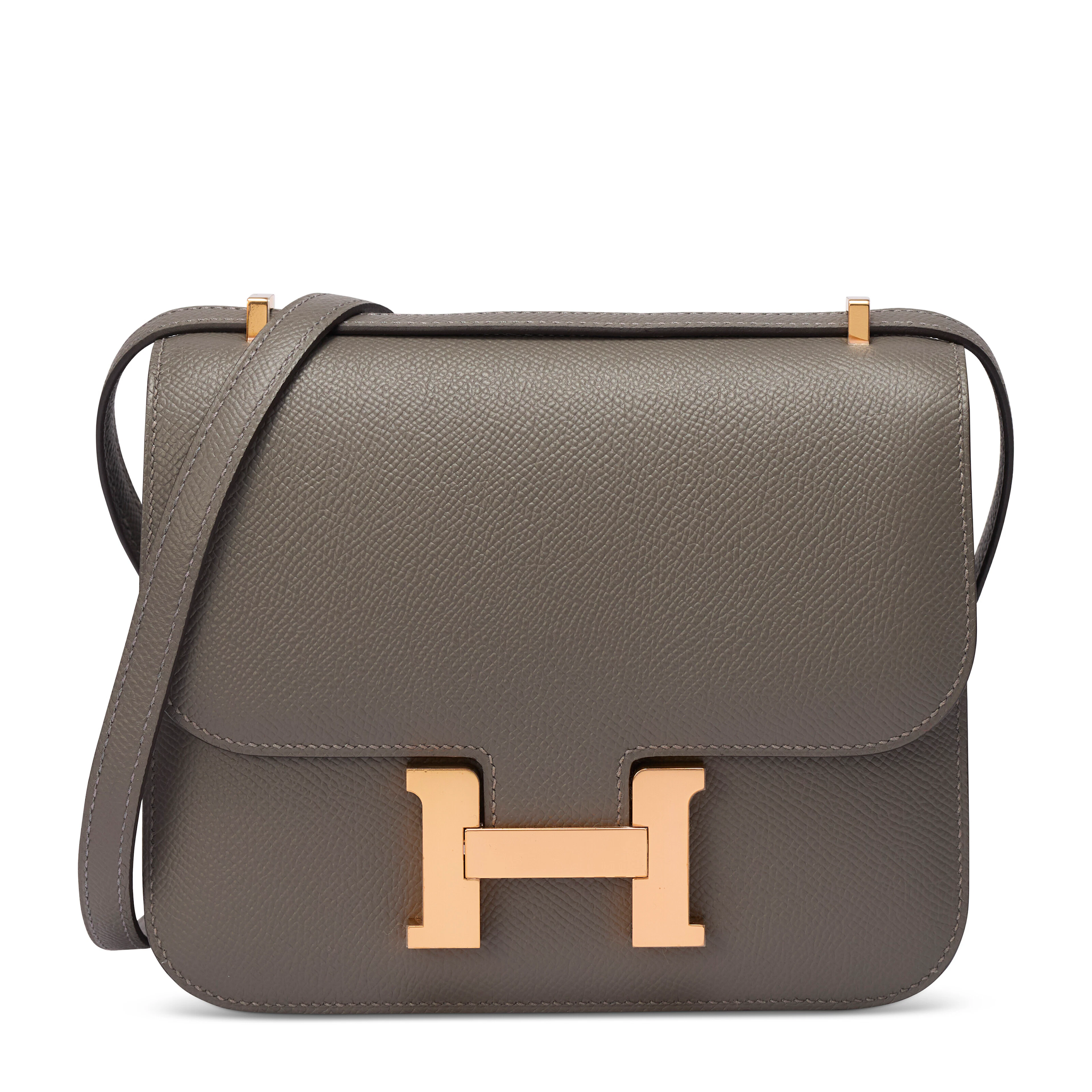 A GRIS MEYER EPSOM LEATHER MINI CONSTANCE WITH GOLD HARDWARE