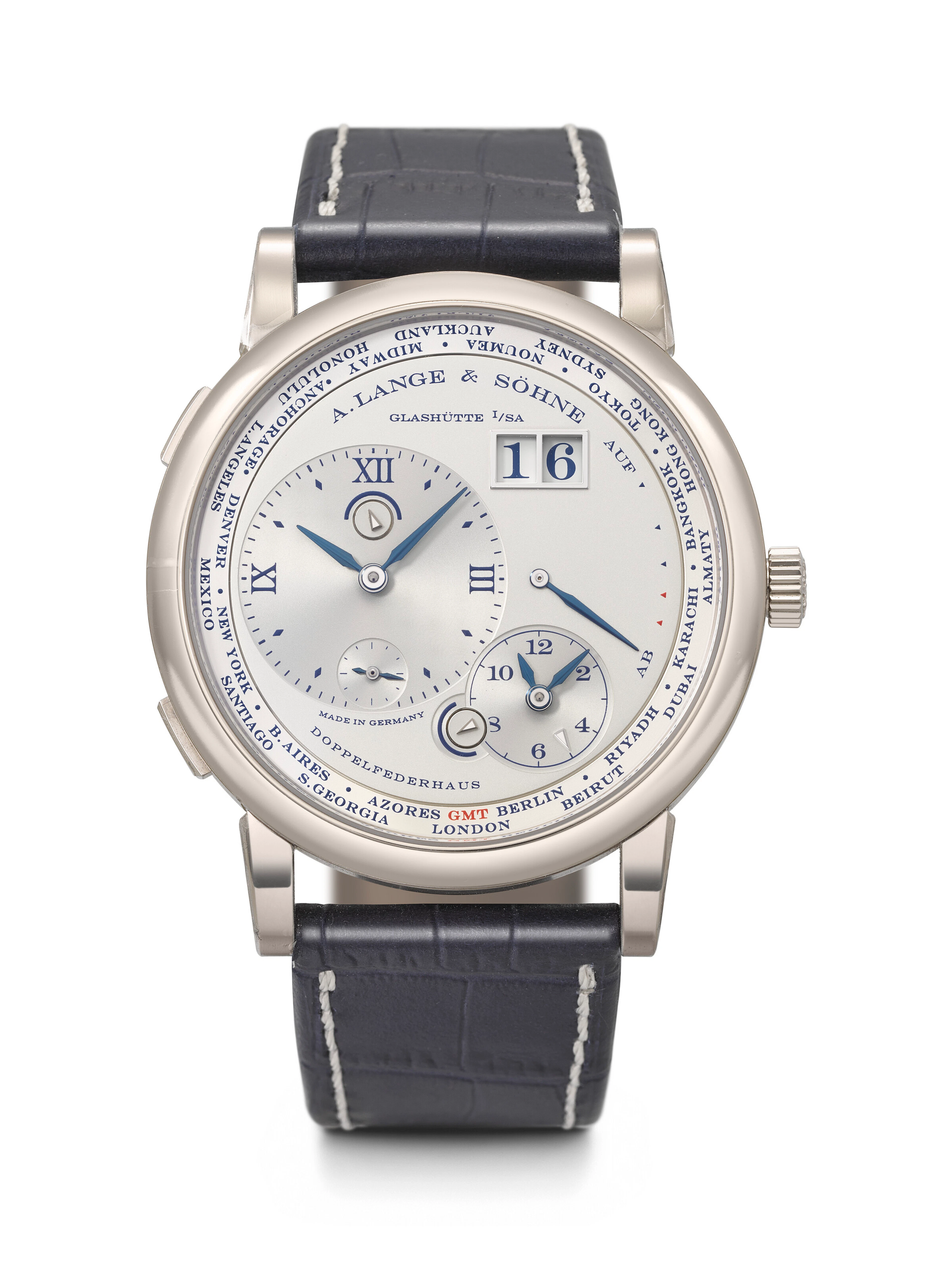 A. Lange & söhne. An Impressive 18K White Gold Limited Edition World