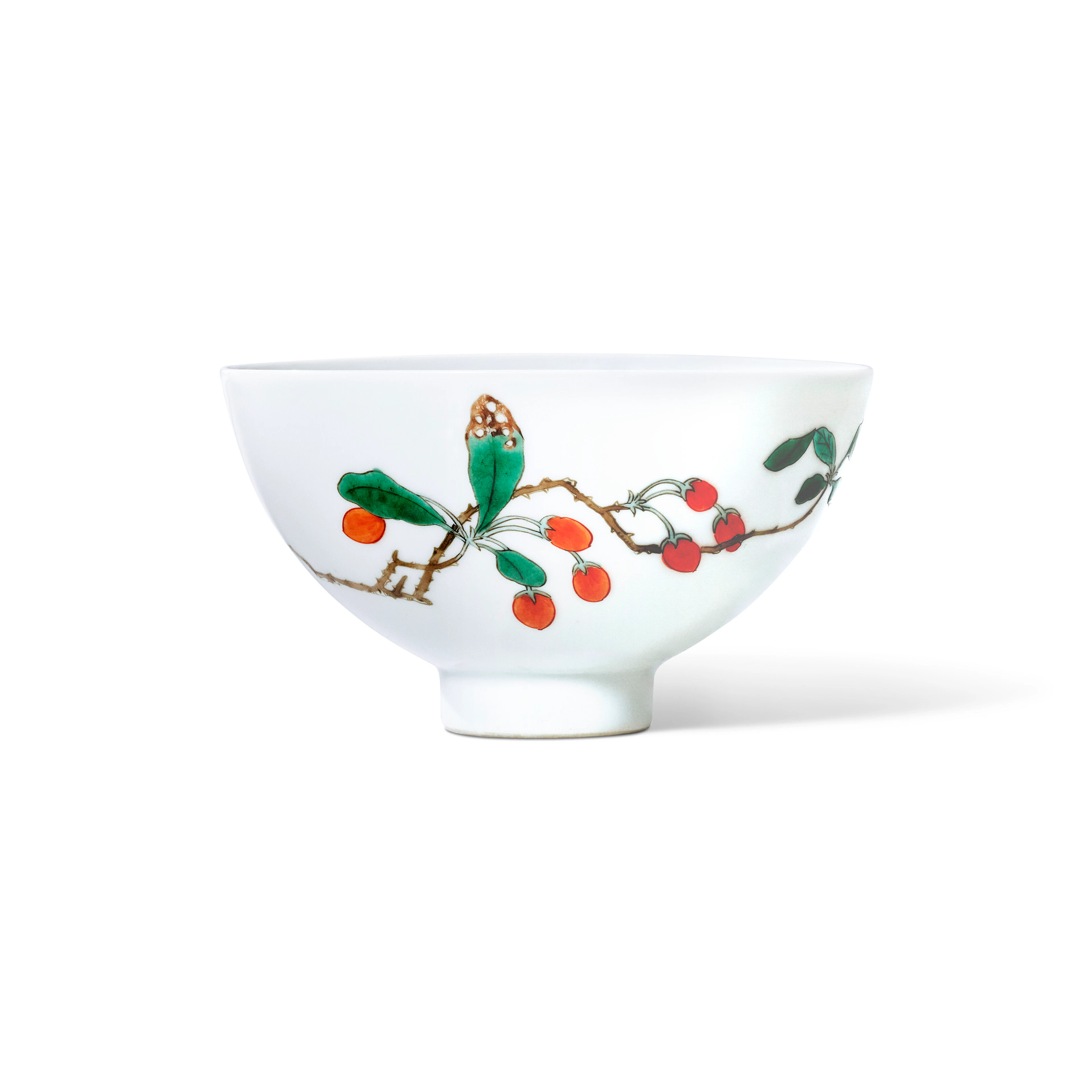 A Fine and Rare Famille Verte 'Red Berry and Butterfly' Bowl