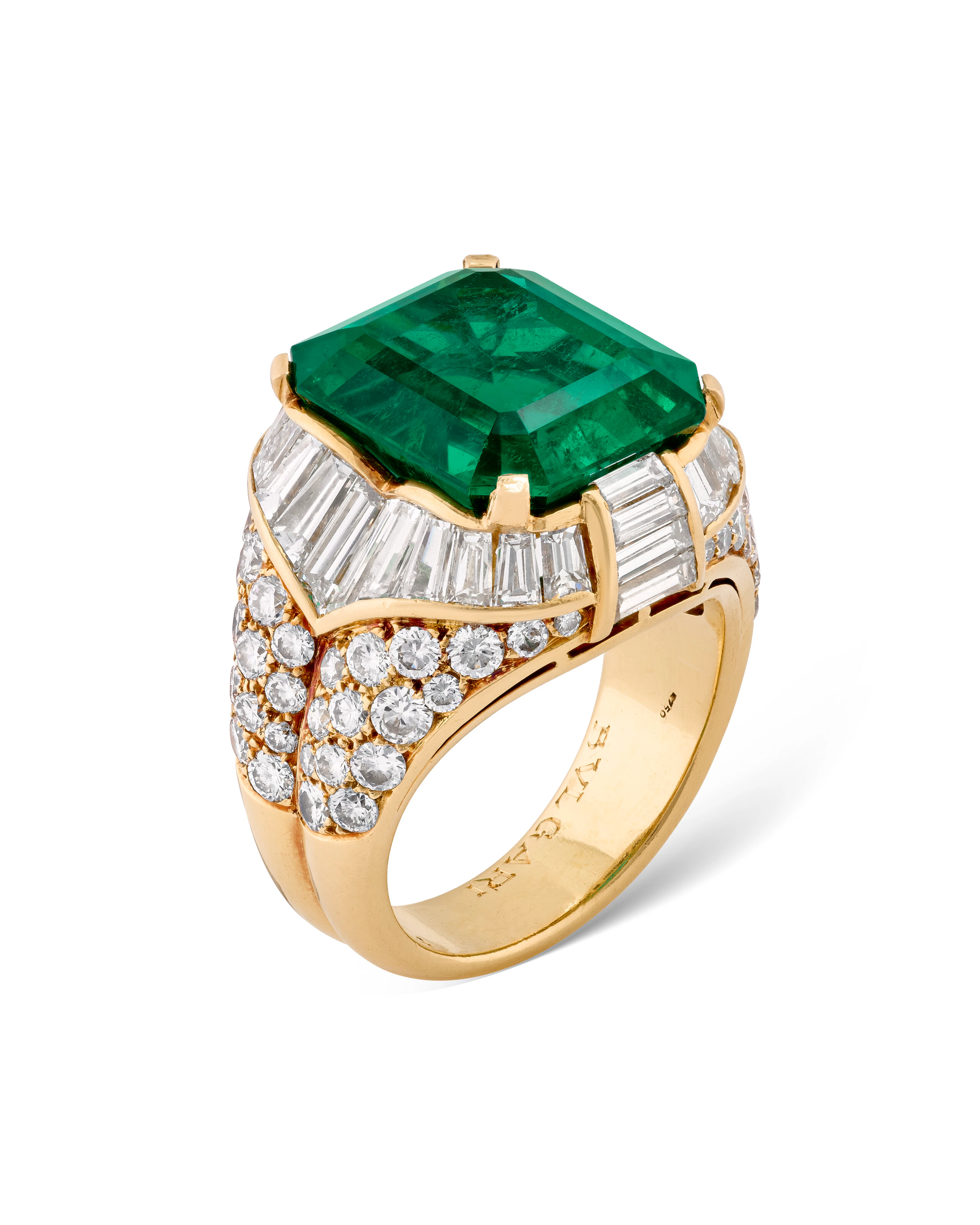 BULGARI EMERALD AND DIAMOND 'TROMBINO' RING