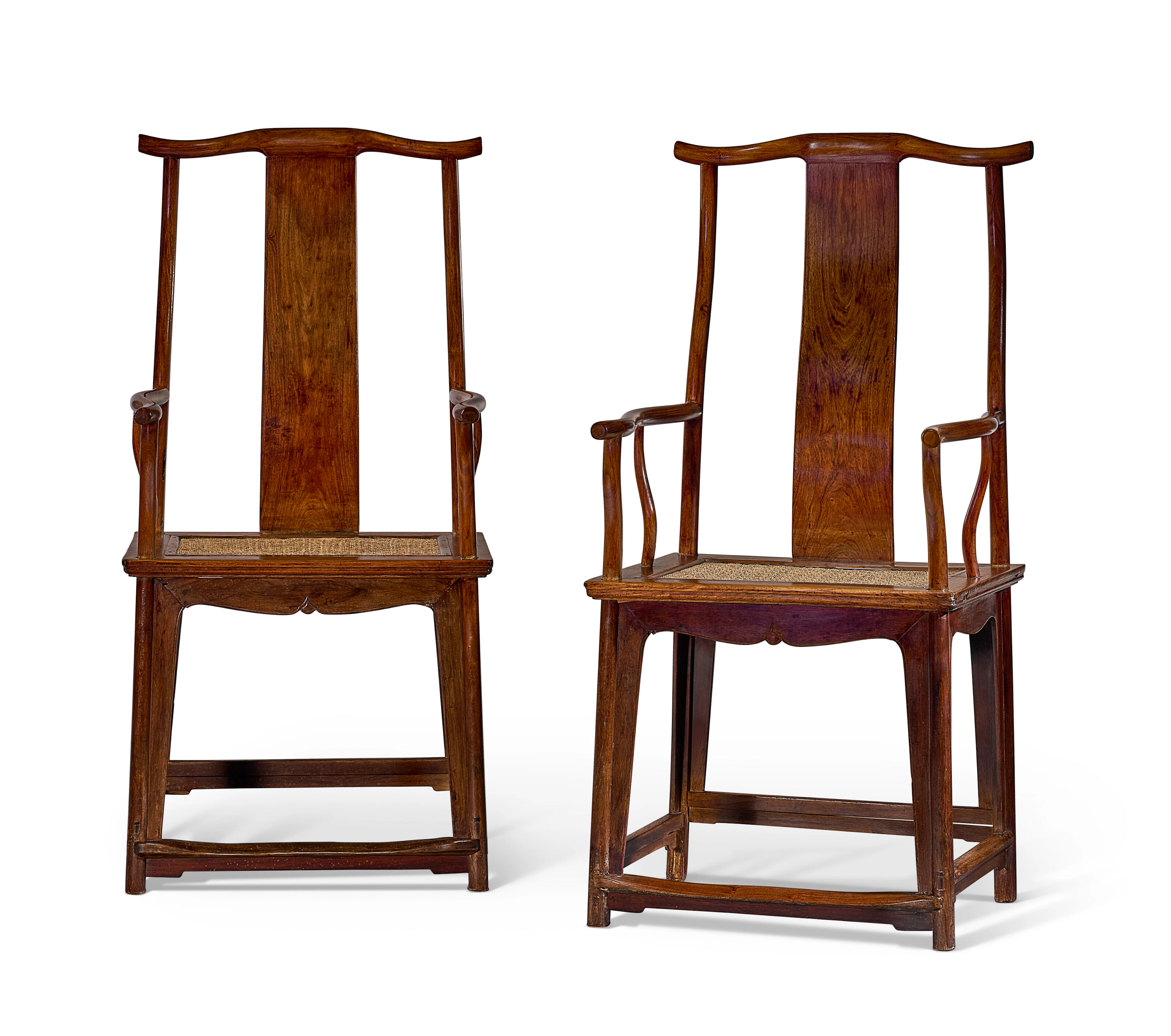 A Rare Pair of Huanghuali 'Official's Hat' Armchairs