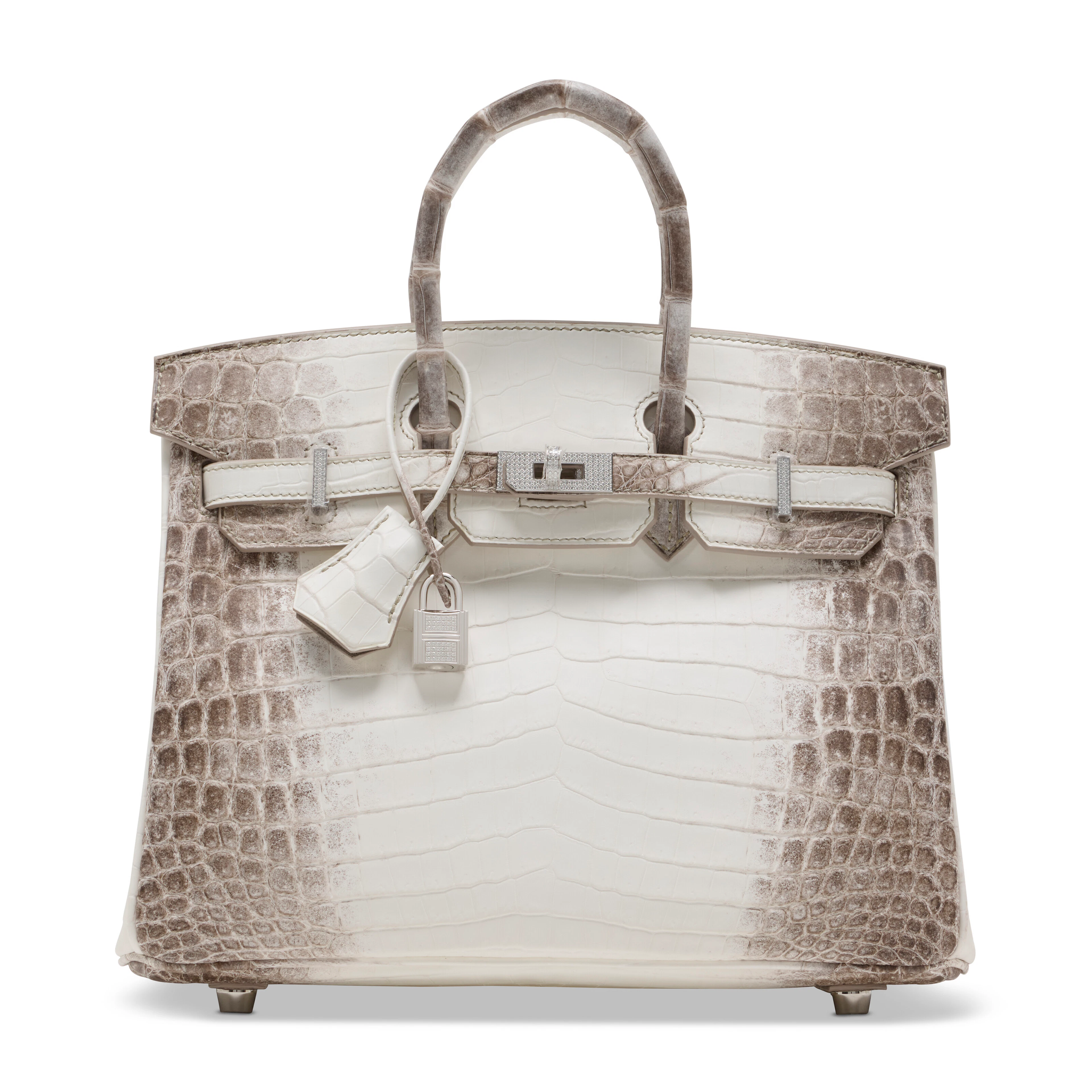 AN EXCEPTIONAL, MATTE WHITE HIMALAYA NILOTICUS CROCODILE DIAMOND BIRKIN