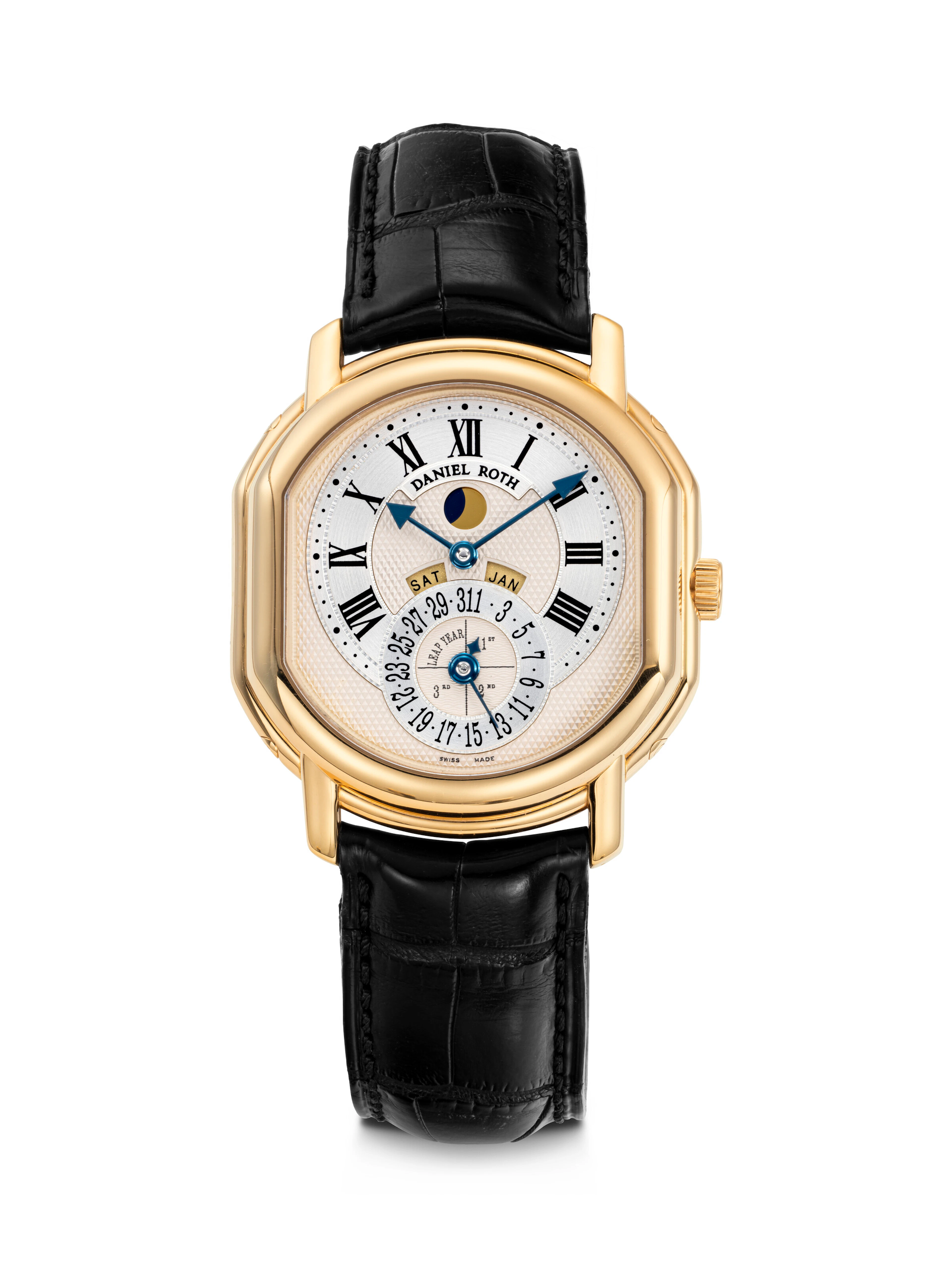 DANIEL ROTH. AN 18K PINK GOLD AUTOMATIC PERPETUAL CALENDAR WRISTWATCH