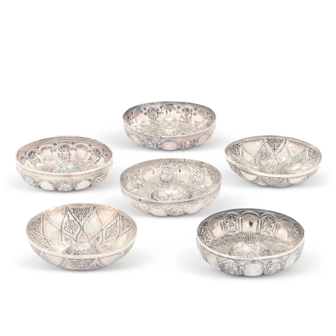 Six Silver Hammam Bowls