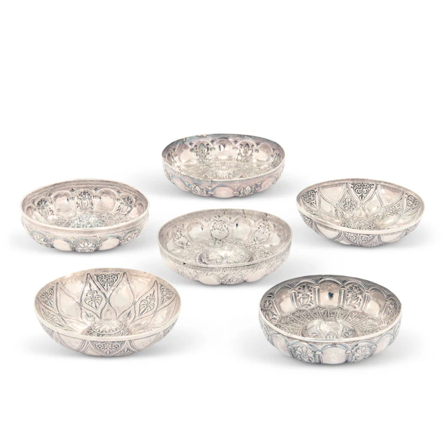 Six Silver Hammam Bowls